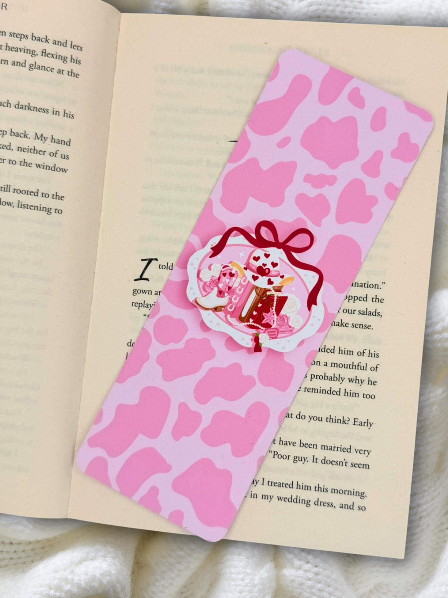 Pink Cow Print Bookmark | Cowgirl Aesthetic Bookmark