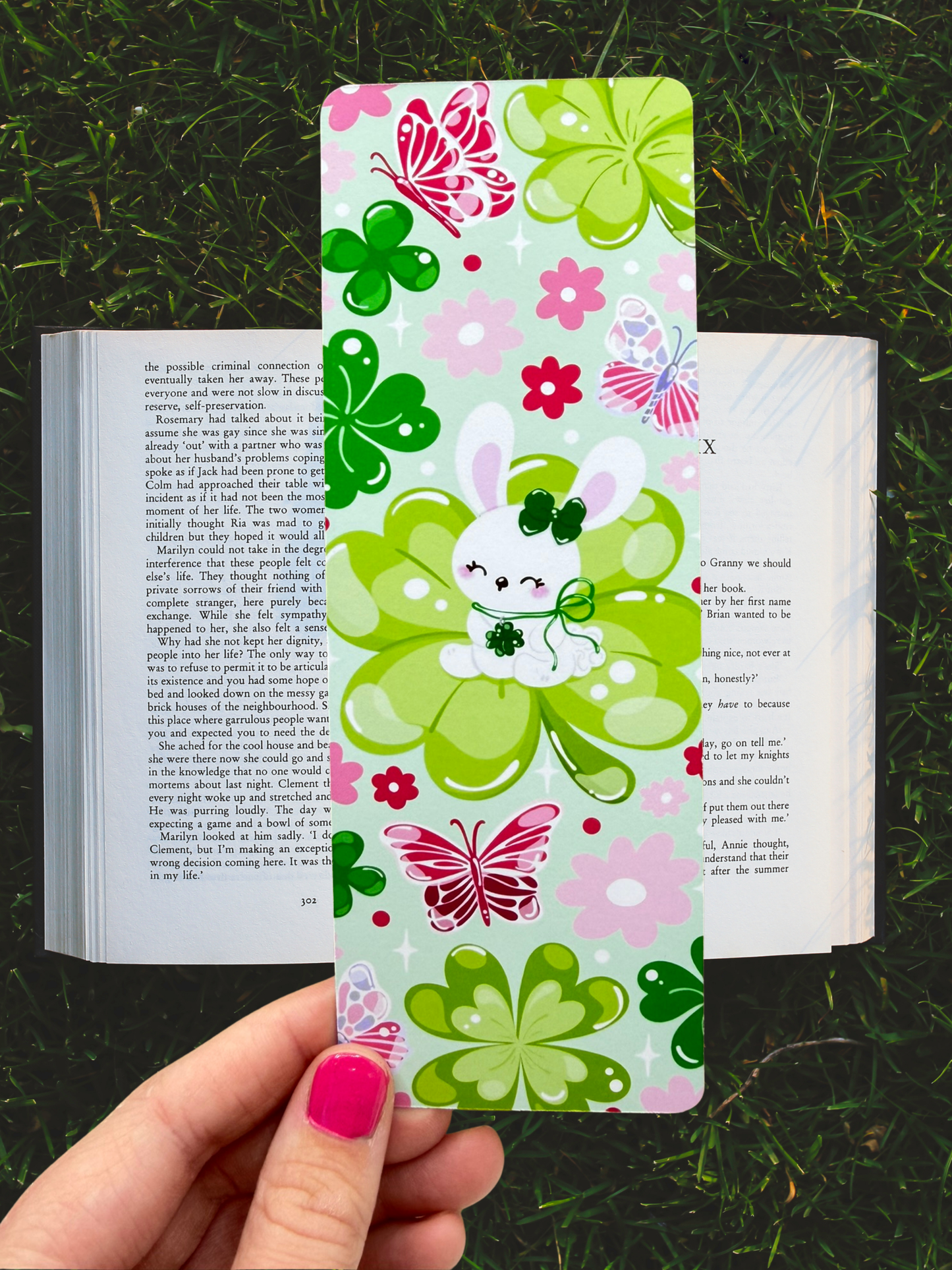 Lucky Bunny Bookmark | Cute Clover Bookmark