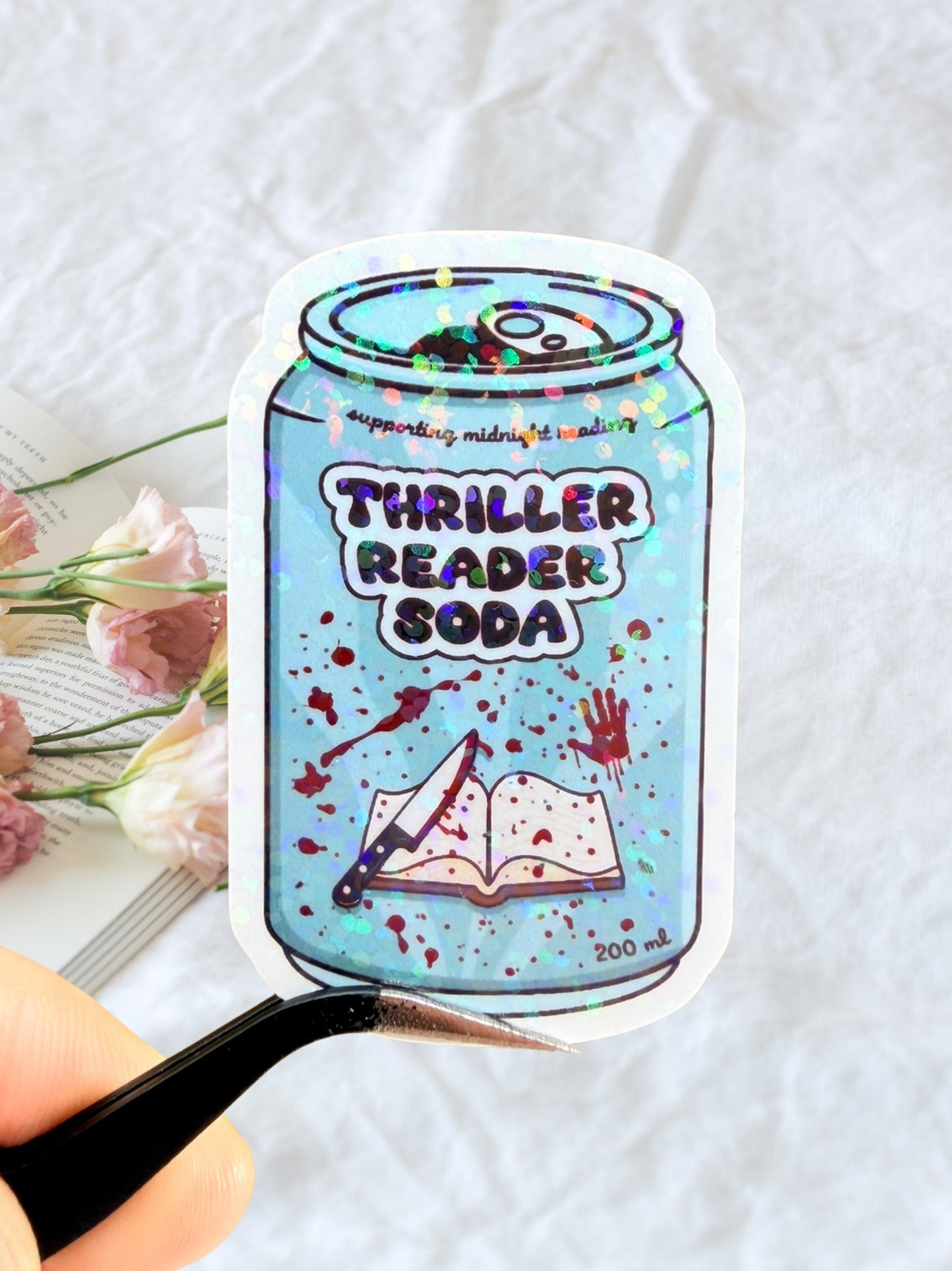 Thriller Reader Soda Sticker | Sparkly Thriller Sticker