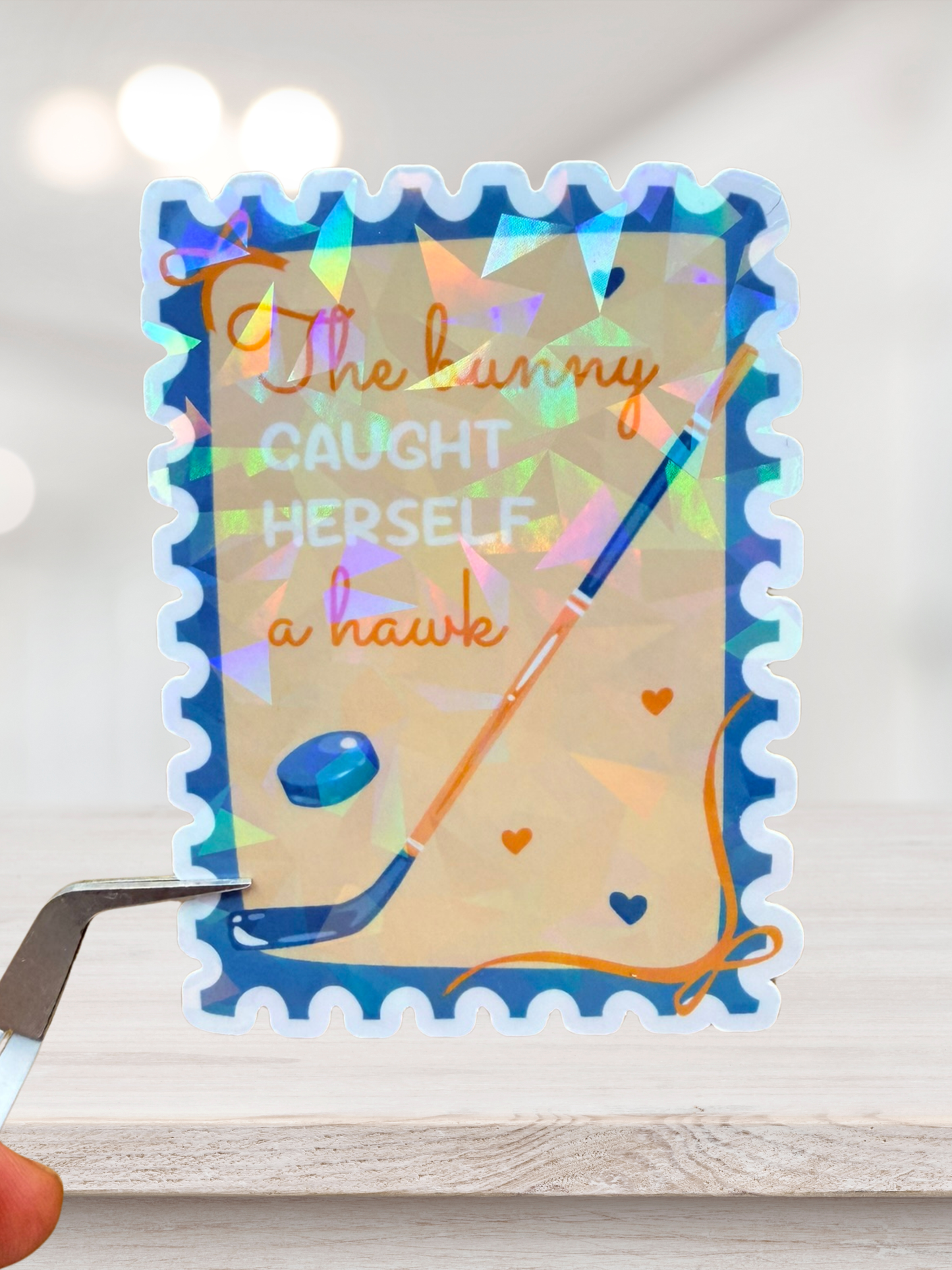 The Bunny Caught Herself A Hawk Sticker | Hockey Romance Quote Sticker