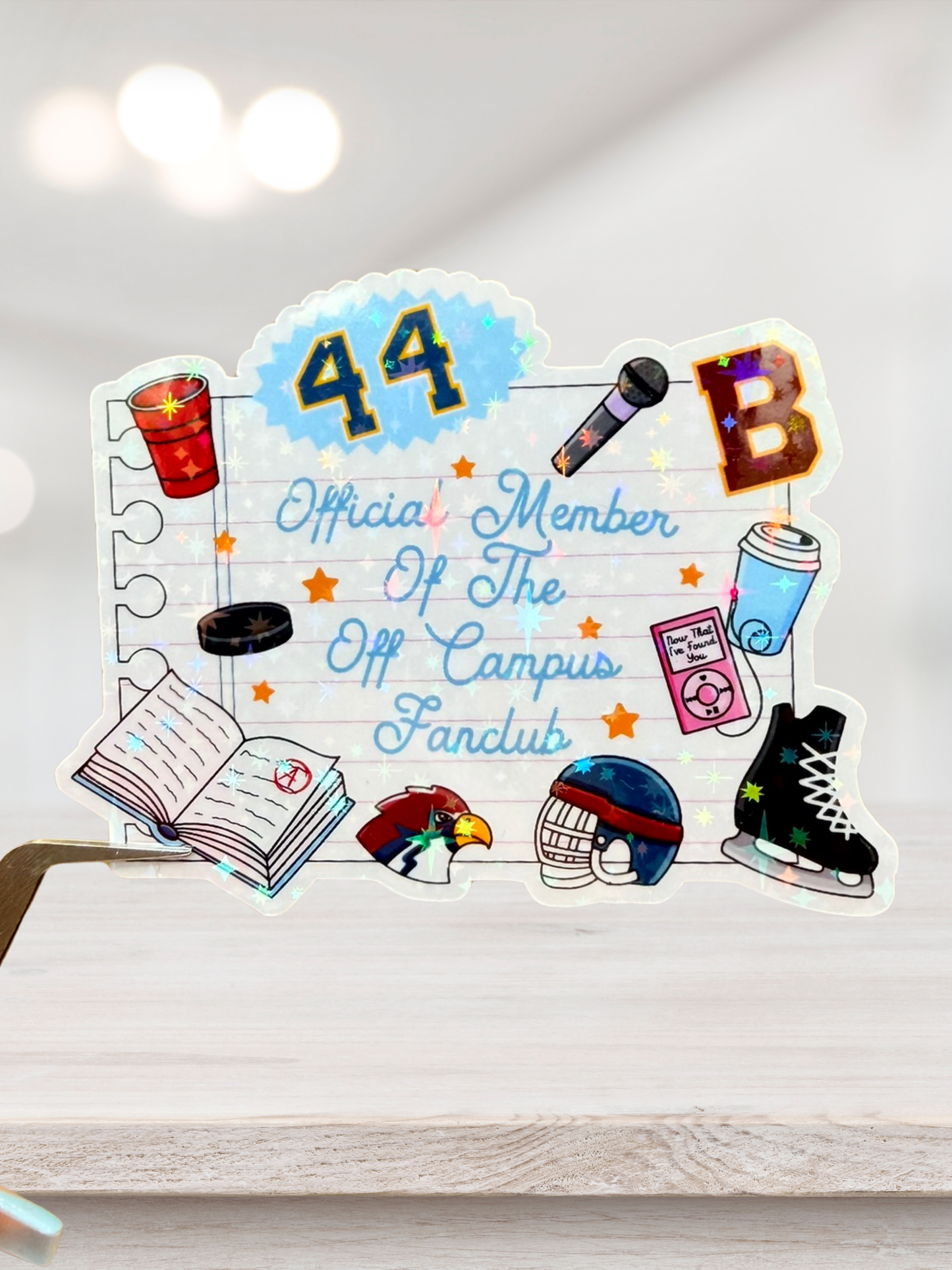 Official Member Of The Off Campus Fanclub Sparkle Die Cut Sticker | Off Campus Inspired