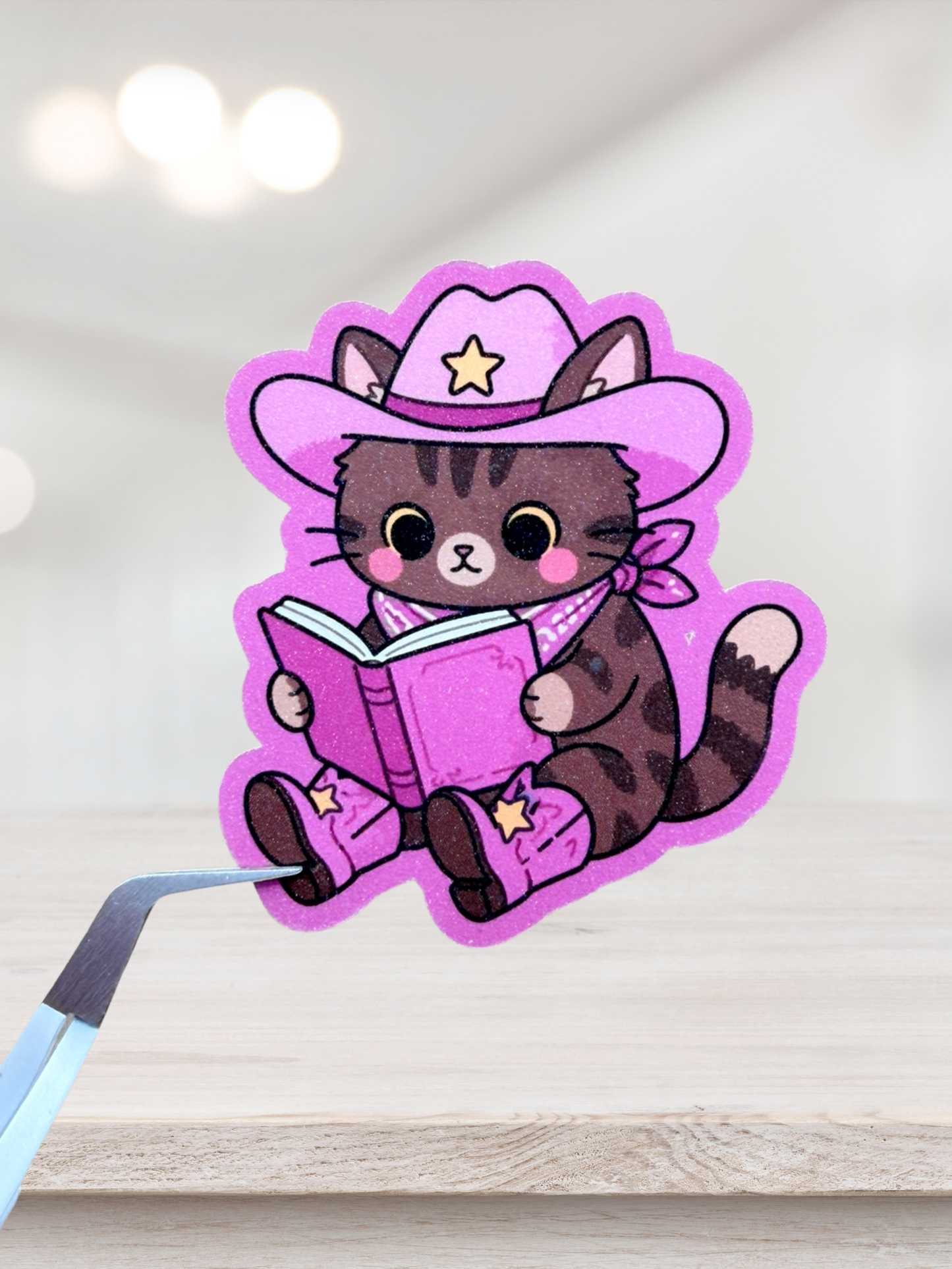 Cowgirl Cat Sticker | Bookish Reading Kitty
