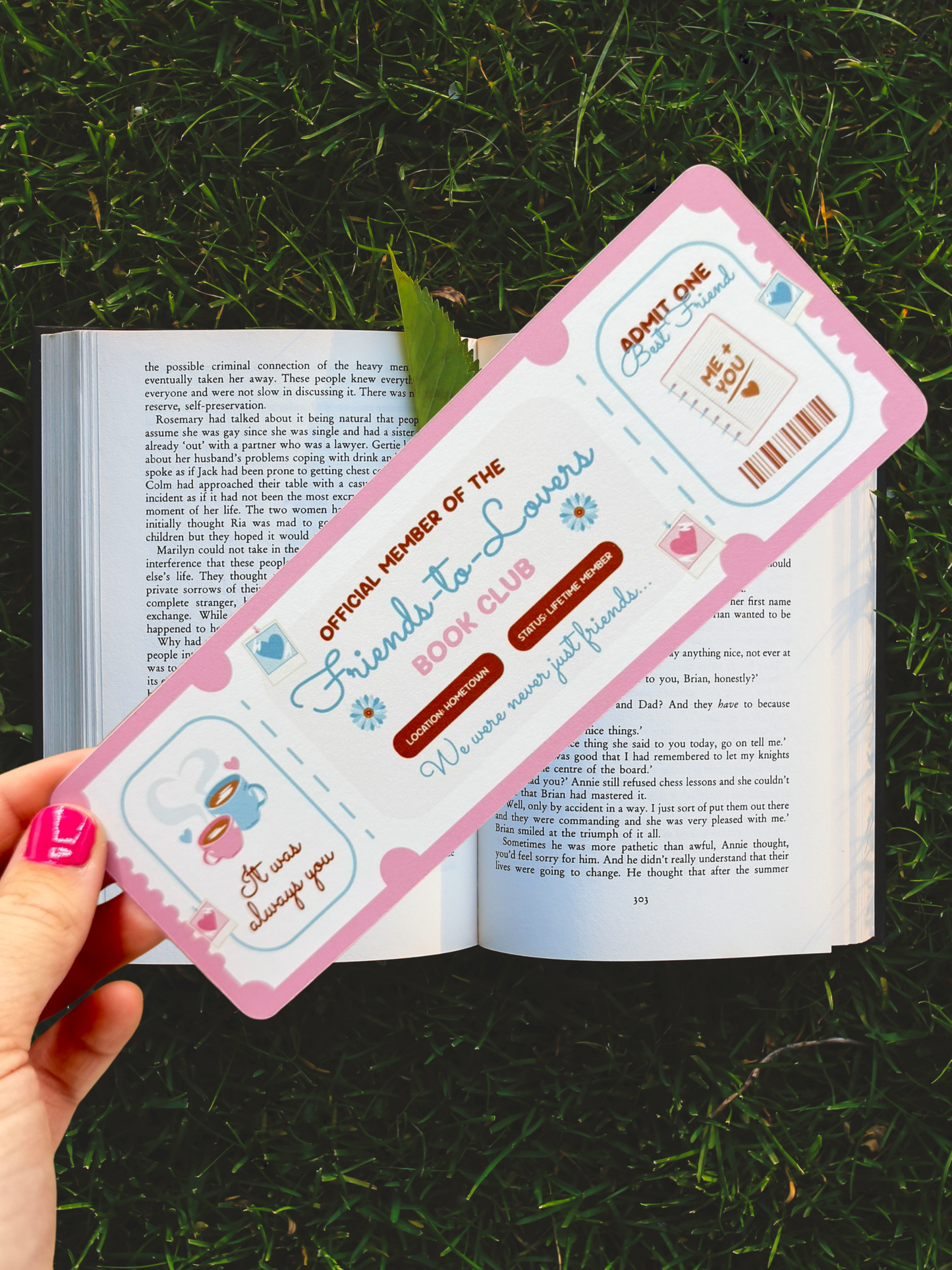 Friends to Lovers Bookmark | Romance Ticket Bookmark