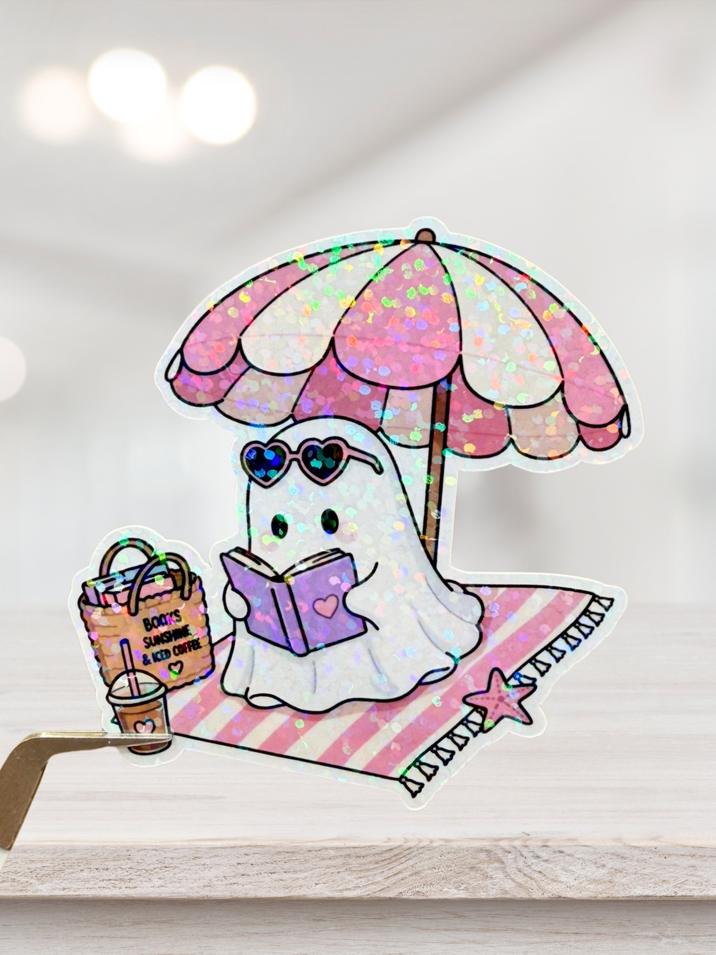 Beach Reading Ghost Sticker | Summer Book Sticker