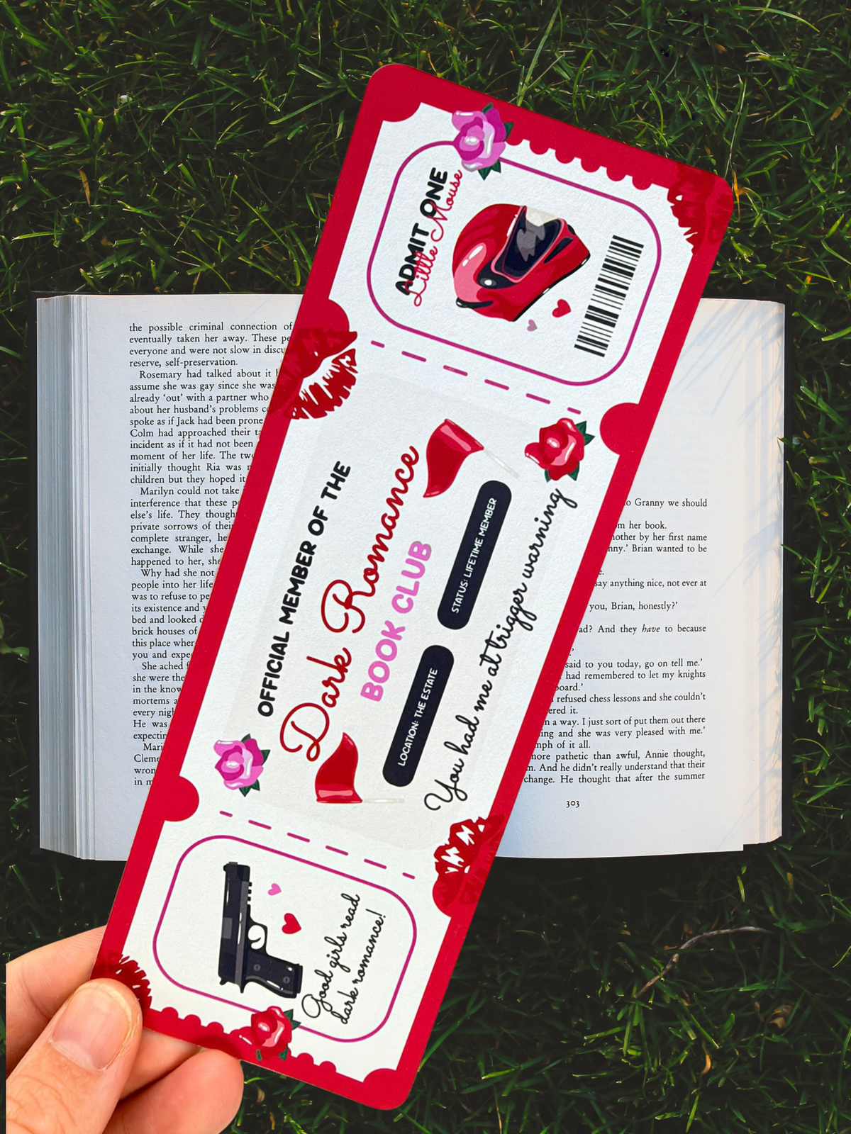 Dark Romance Book Club Bookmark | Ticket Design