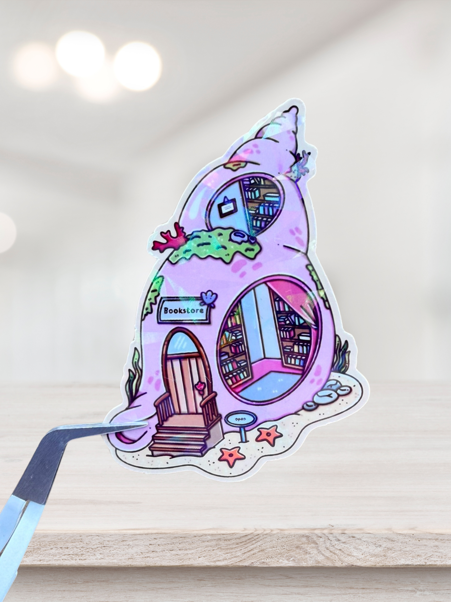Bookstore Shell Sticker | Coastal Bookshop Sticker