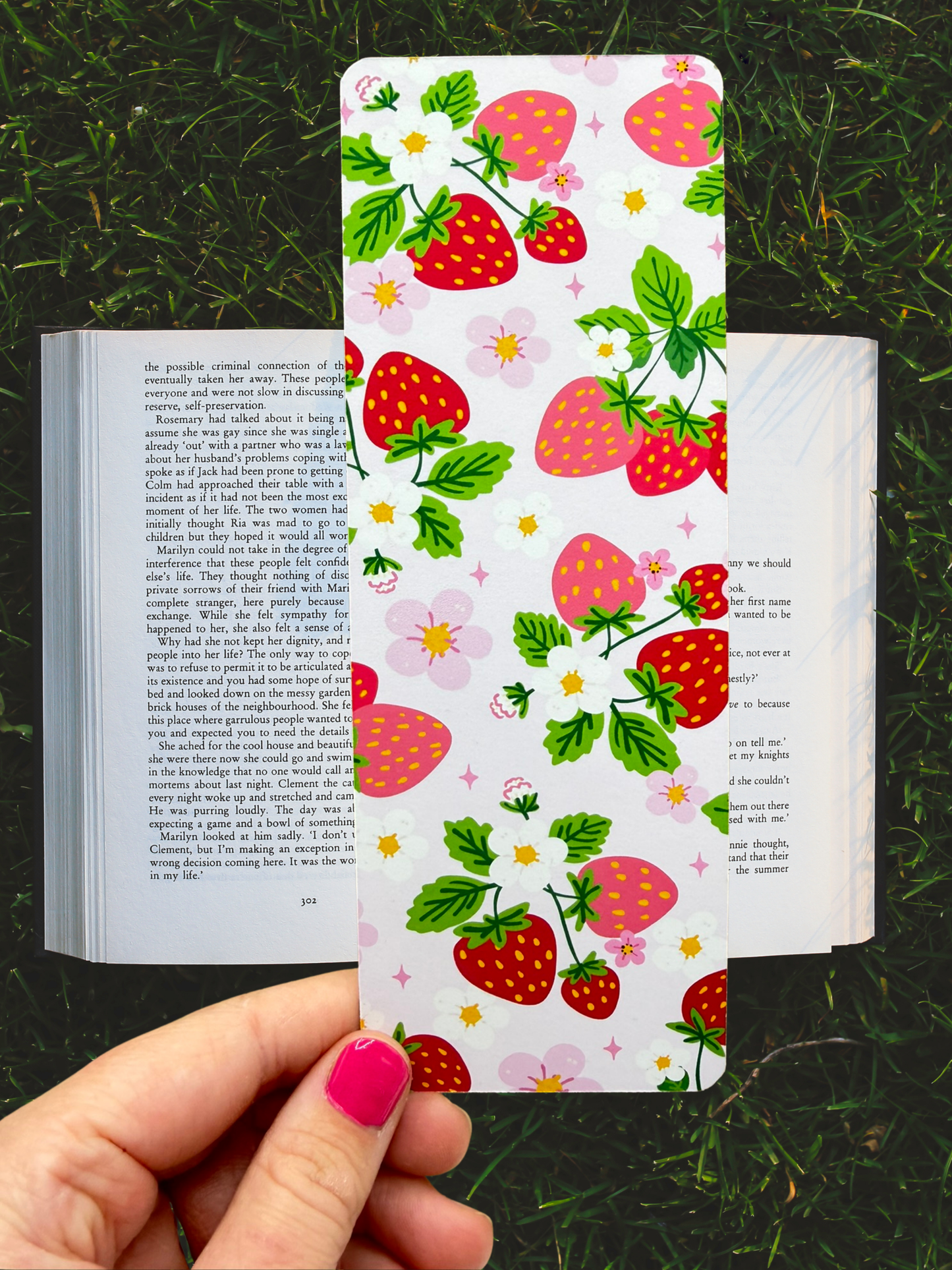 Strawberry Bookmark | Cute Berry Blossom Bookmark