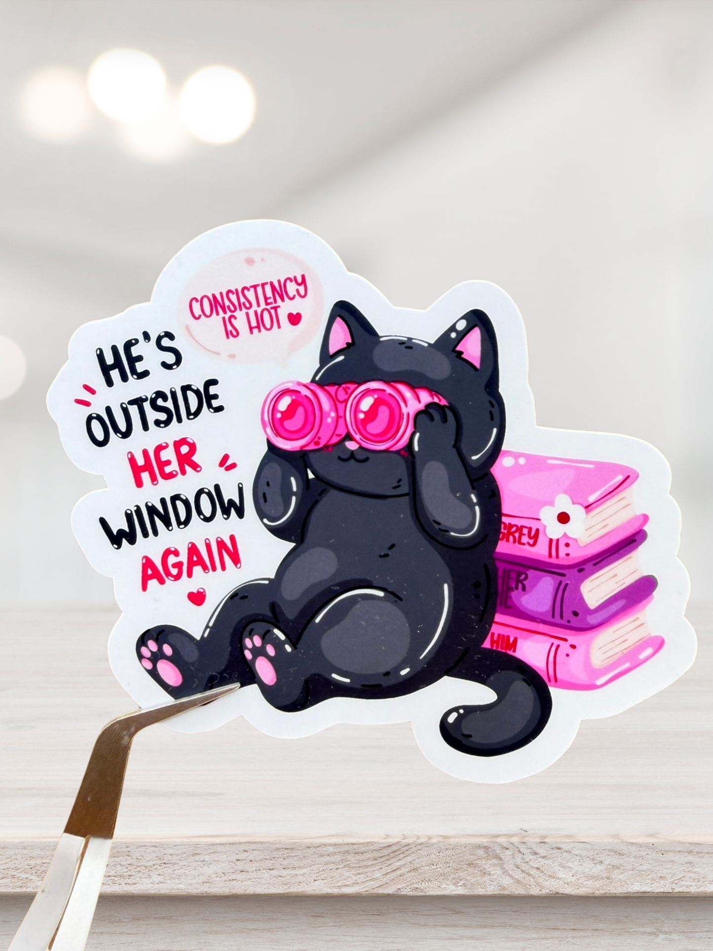 Outside Her Window Sticker | Dark Romance Cat