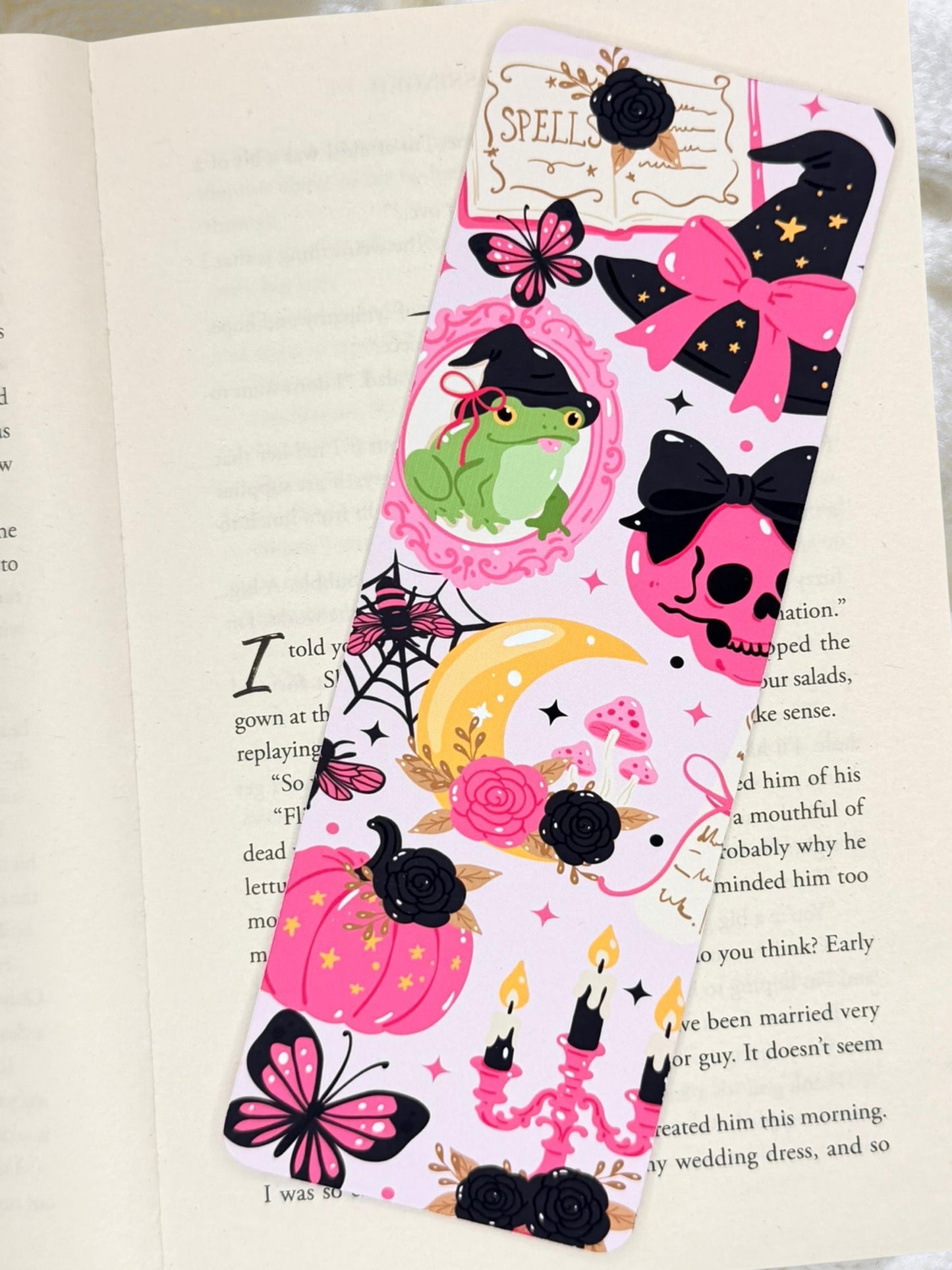 Witchy Frog Bookmark | Pink Gothic Bookmark