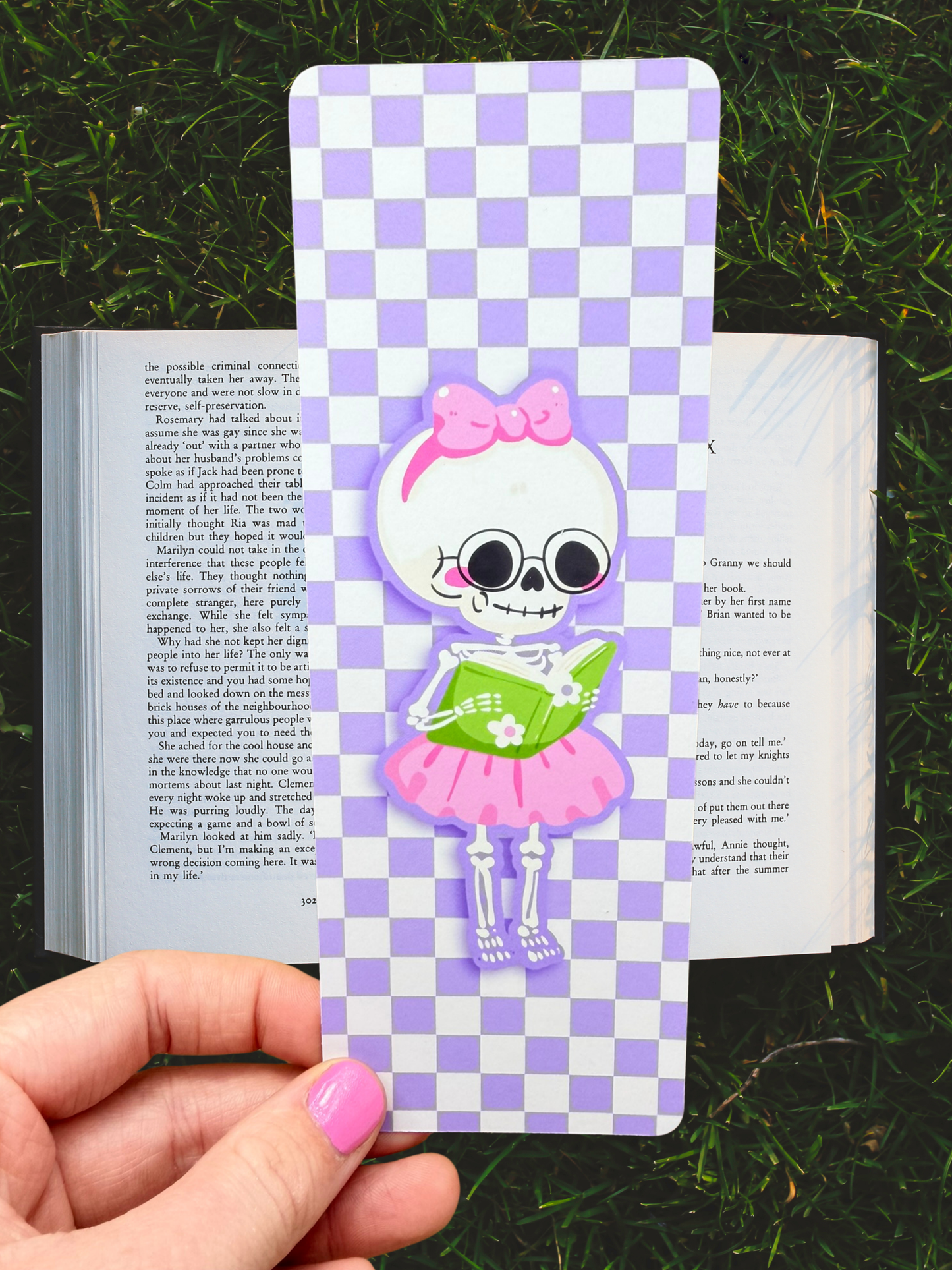 Skeleton Reader Bookmark | Purple Spooky Bookmark