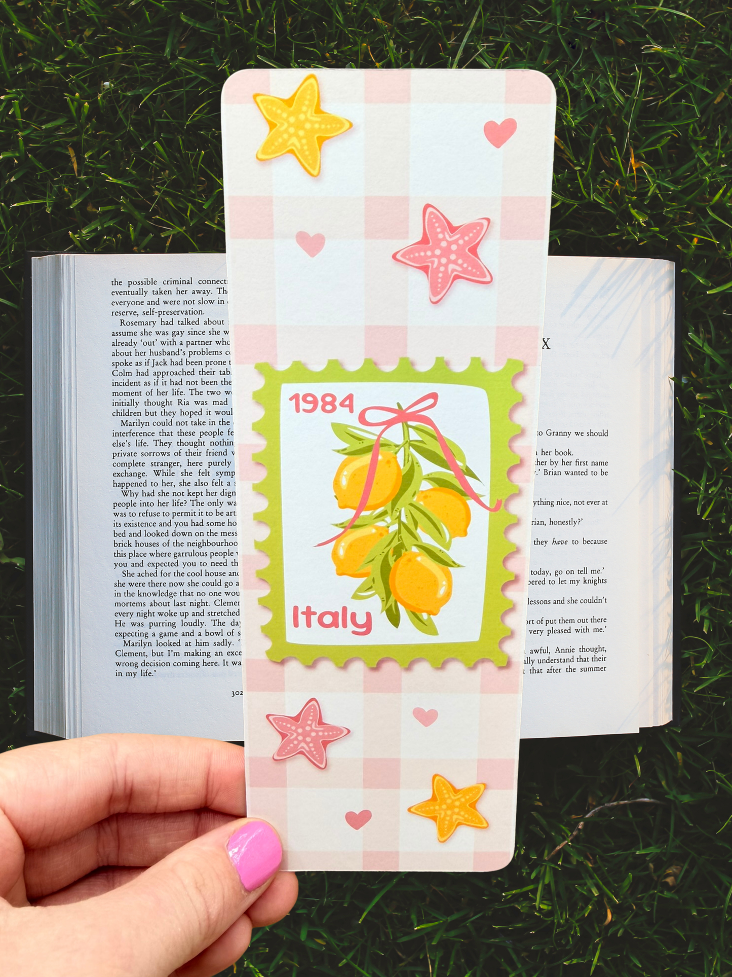 Lemon Italy Bookmark | Pink Gingham Bookmark