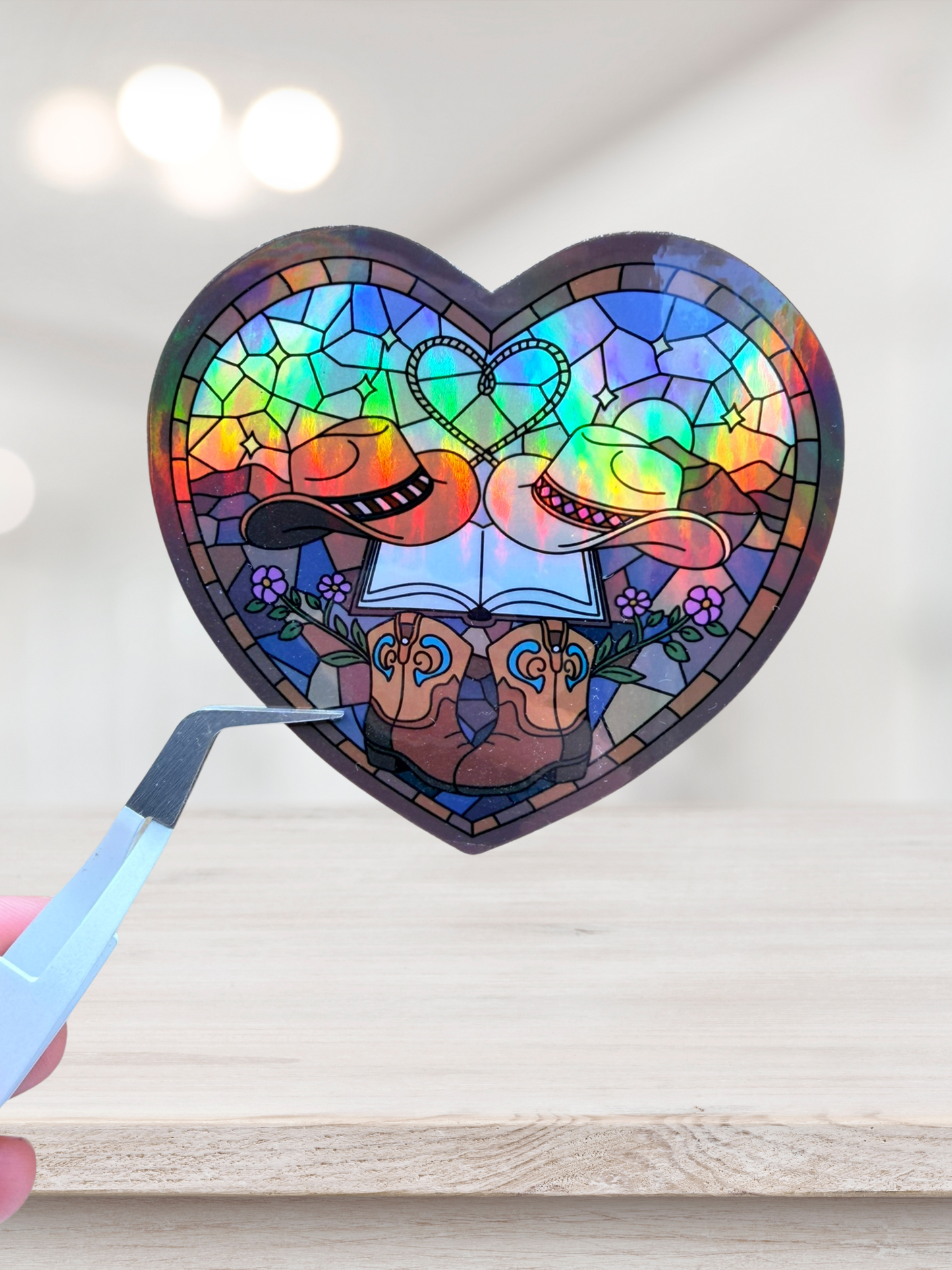 Cowboy Romance Heart Sticker | Holographic Bookish Sticker