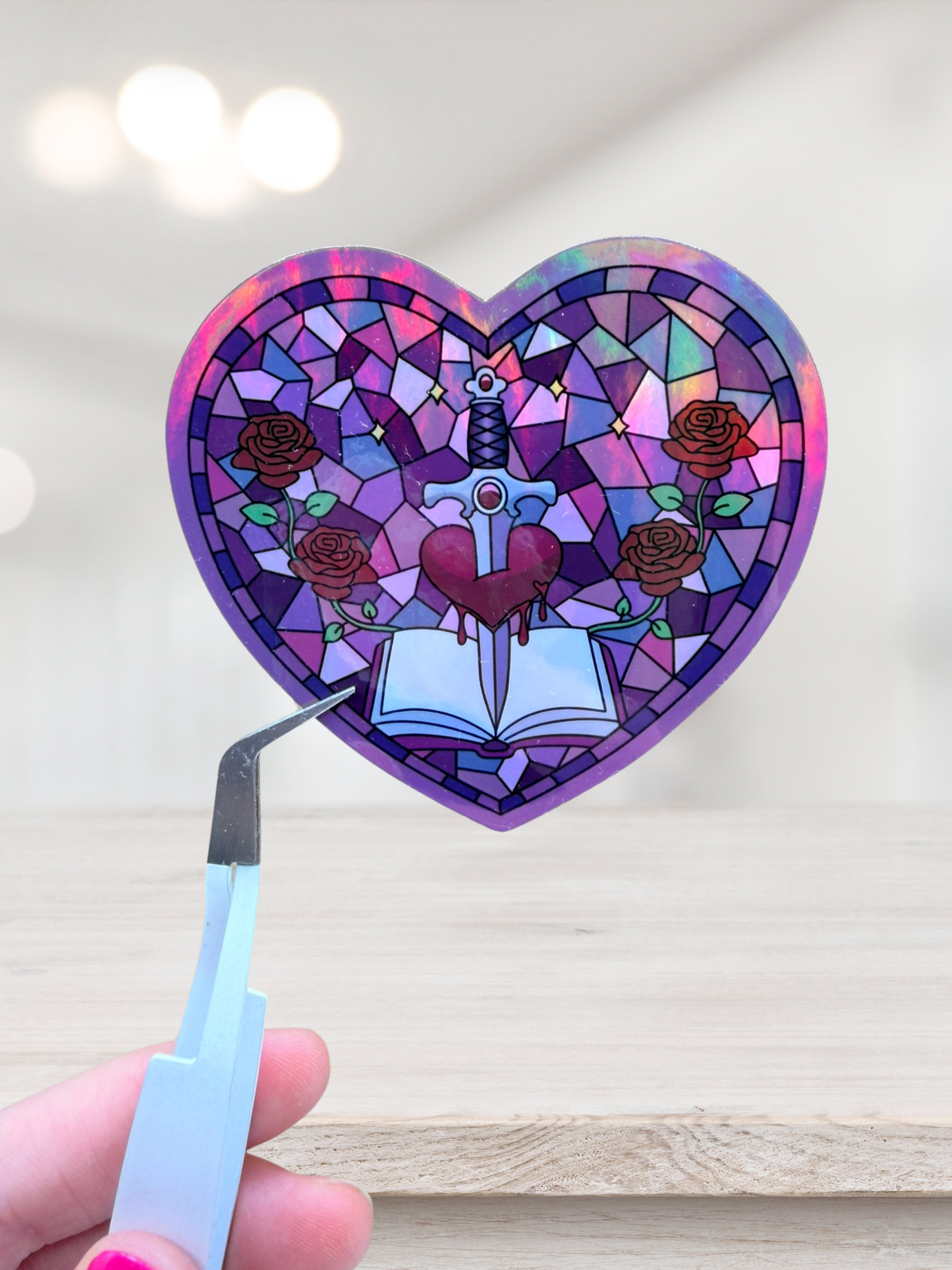 Dark Romance Dagger Heart Sticker | Holographic Bookish Sticker
