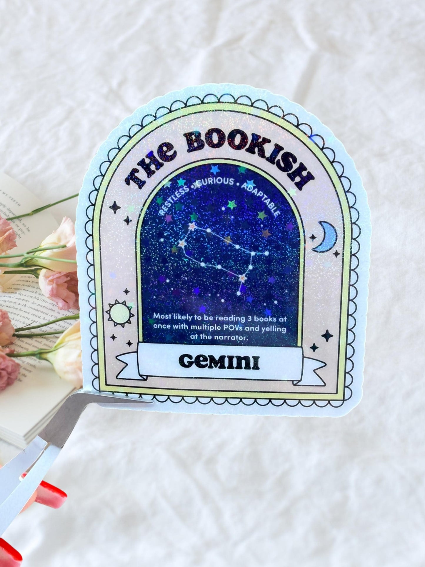 Gemini Bookish Sticker | Zodiac Reader Sticker