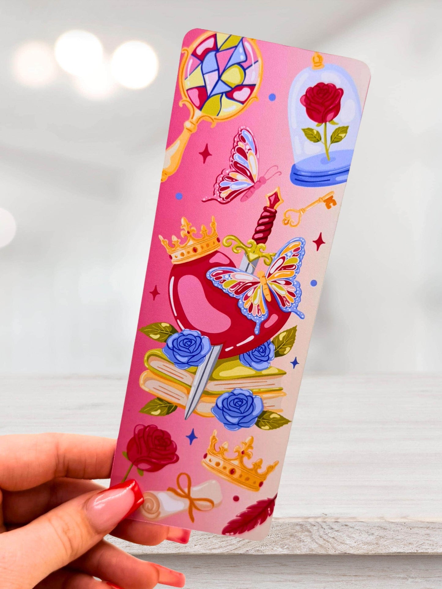 Romantic Fantasy Bookmark | Crown and Butterfly Bookmark