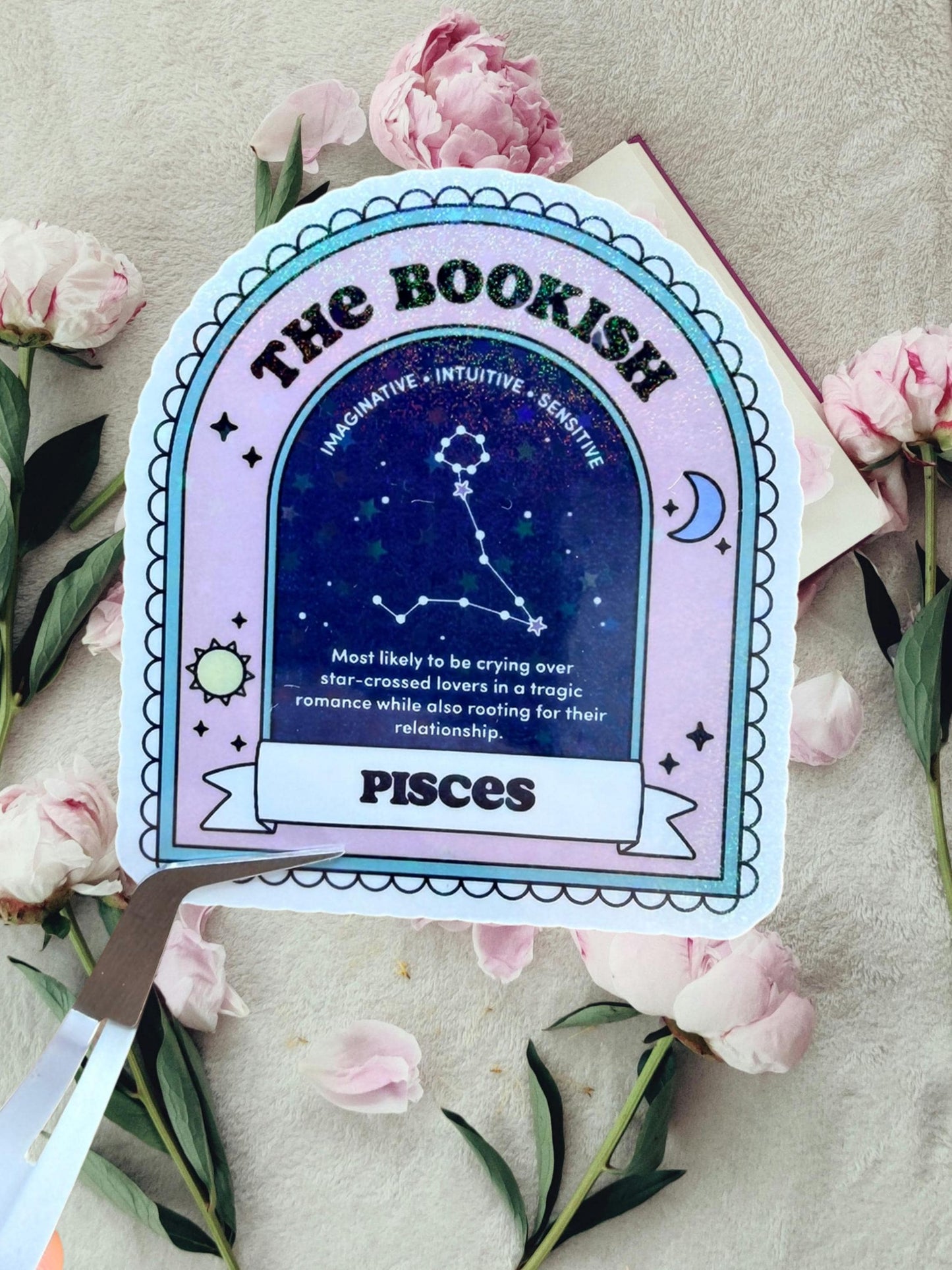 Pisces Bookish Sticker | Zodiac Reader Sticker