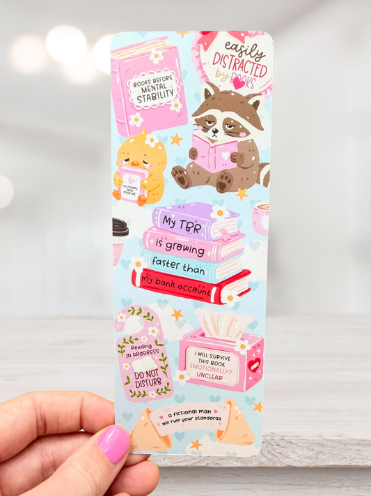 Easily Distracted By Books Bookmark | Funny Bookish Bookmark