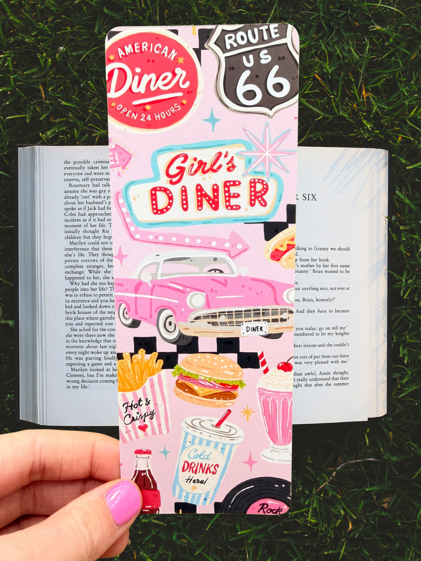 Pink Diner Bookmark | Retro American Diner Bookmark