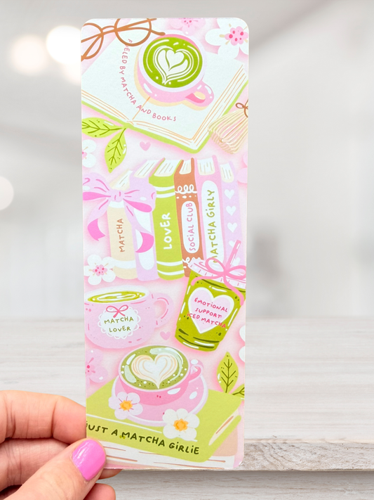 Matcha Book Girl Bookmark | Cute Matcha Reader Bookmark