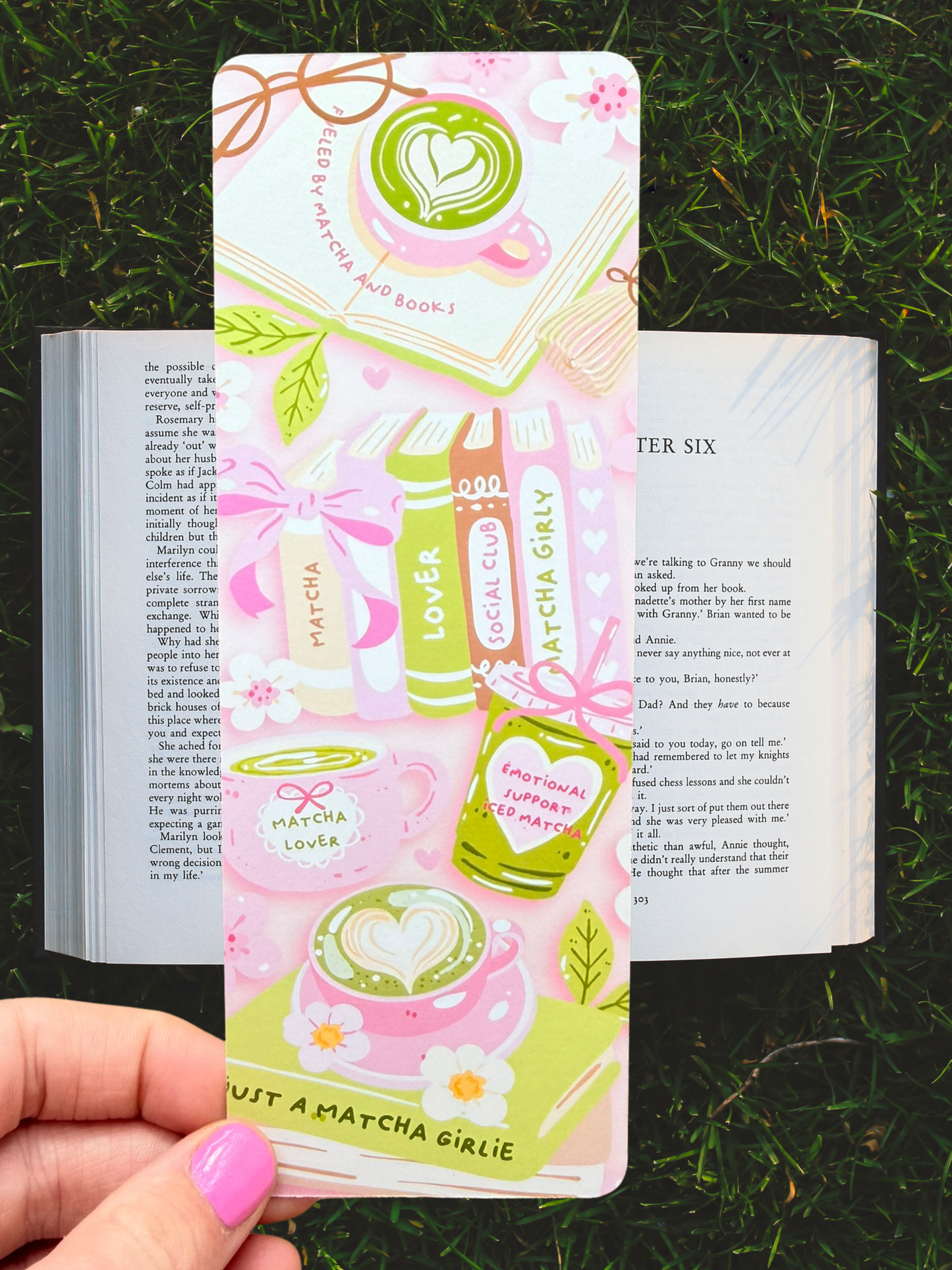 Matcha Book Girl Bookmark | Cute Matcha Reader Bookmark