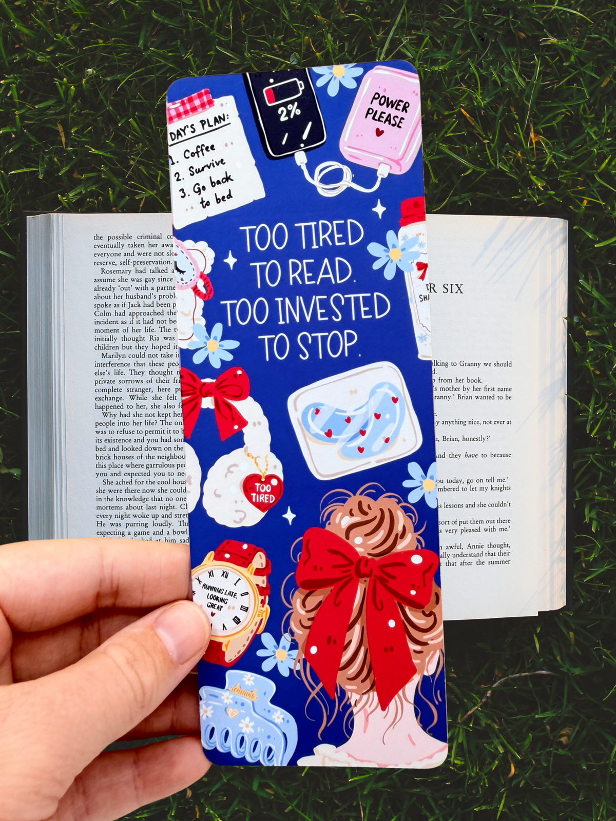 Too Tired To Read Bookmark | Bookish Bookmark