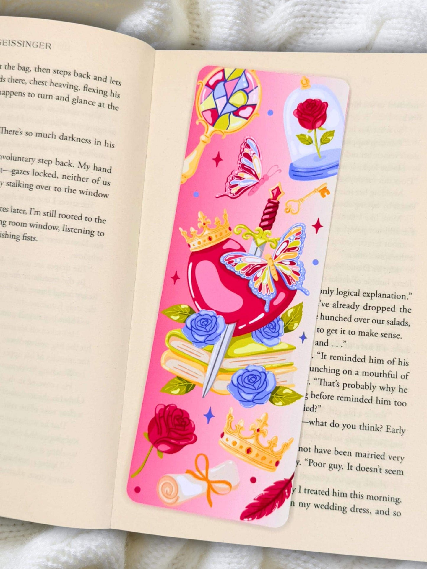 Romantic Fantasy Bookmark | Crown and Butterfly Bookmark