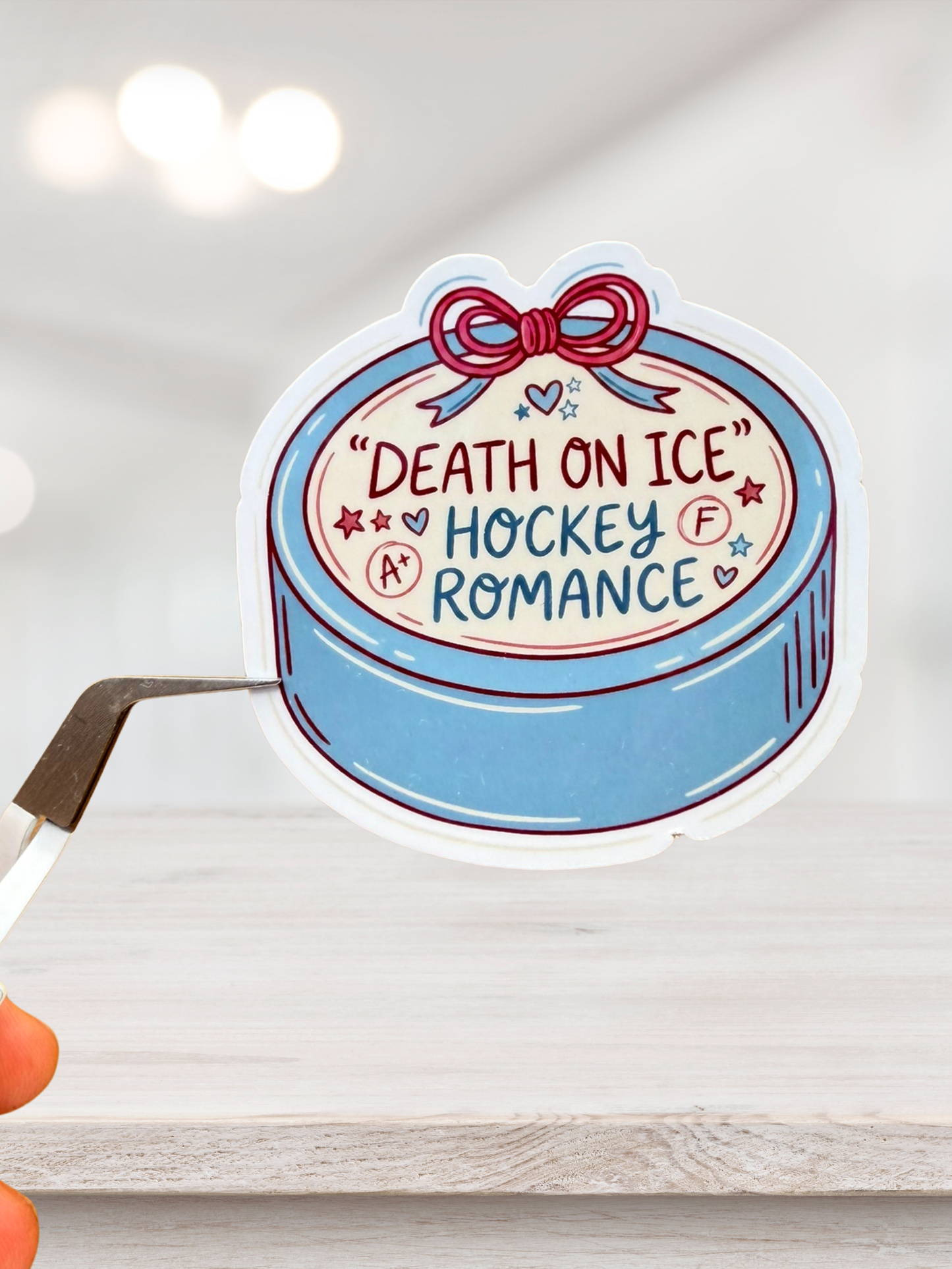 Death On Ice Hockey Romance Puck Sticker | Hockey Romance Sticker