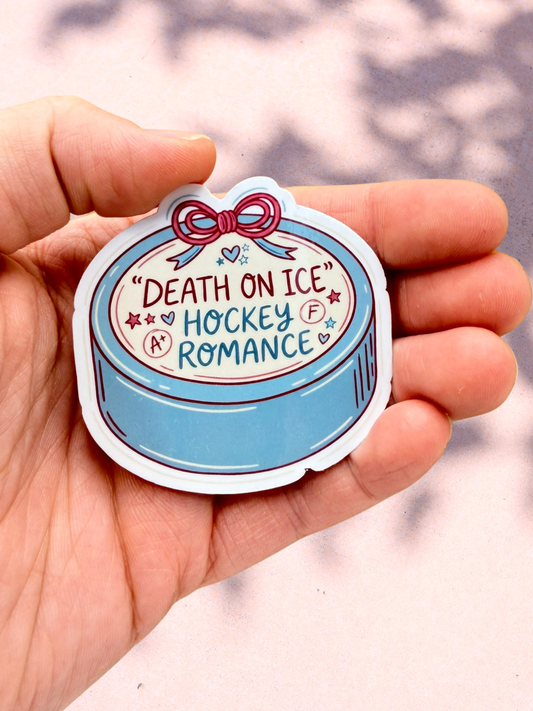 Death On Ice Hockey Romance Puck Sticker | Hockey Romance Sticker