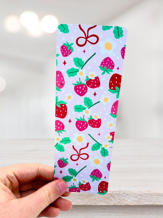 Strawberry Pattern Bookmark | Cottagecore Bookmark