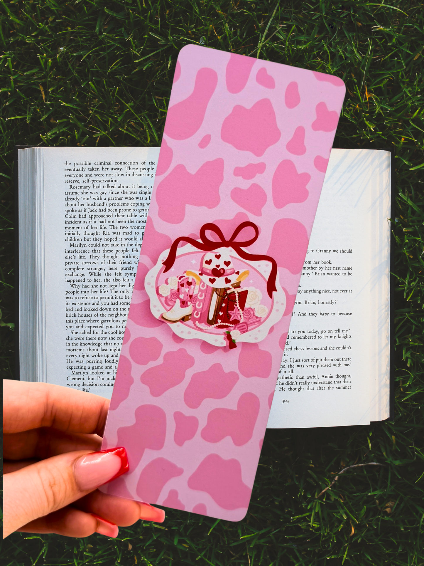 Pink Cow Print Bookmark | Cowgirl Aesthetic Bookmark
