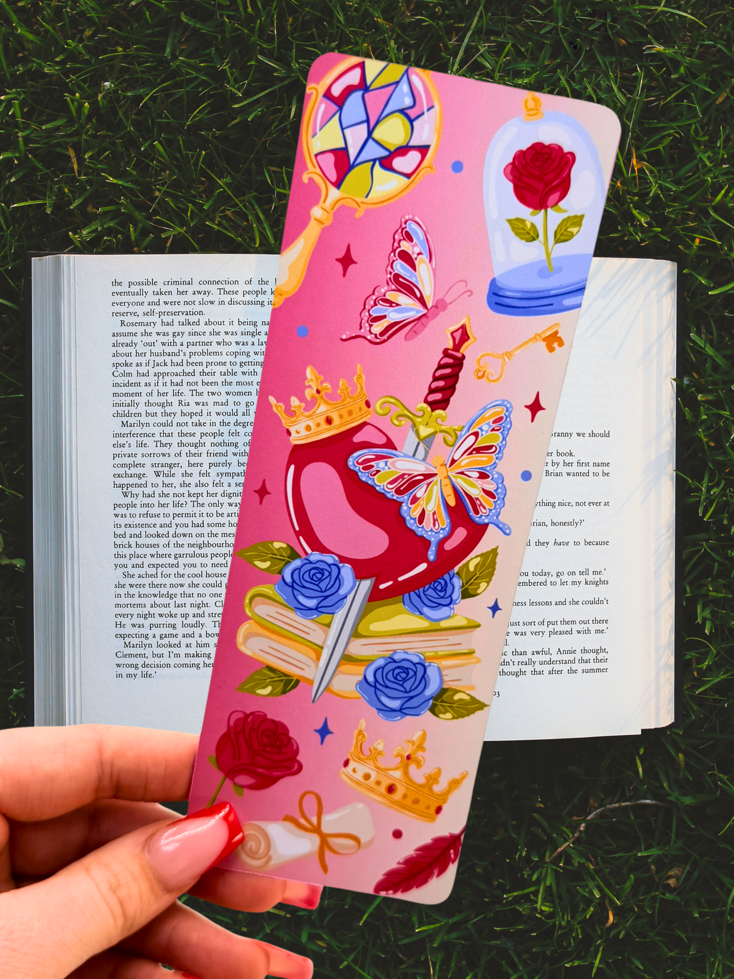 Romantic Fantasy Bookmark | Crown and Butterfly Bookmark