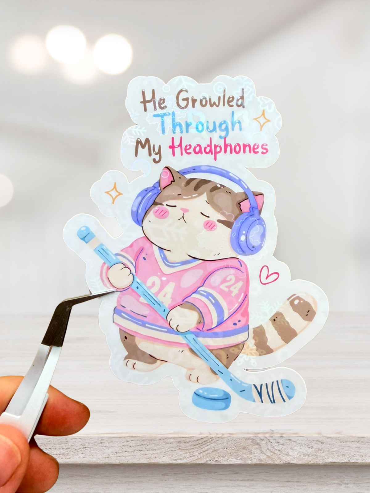 He Growled Through My Headphones Sticker | Hockey Romance Sticker
