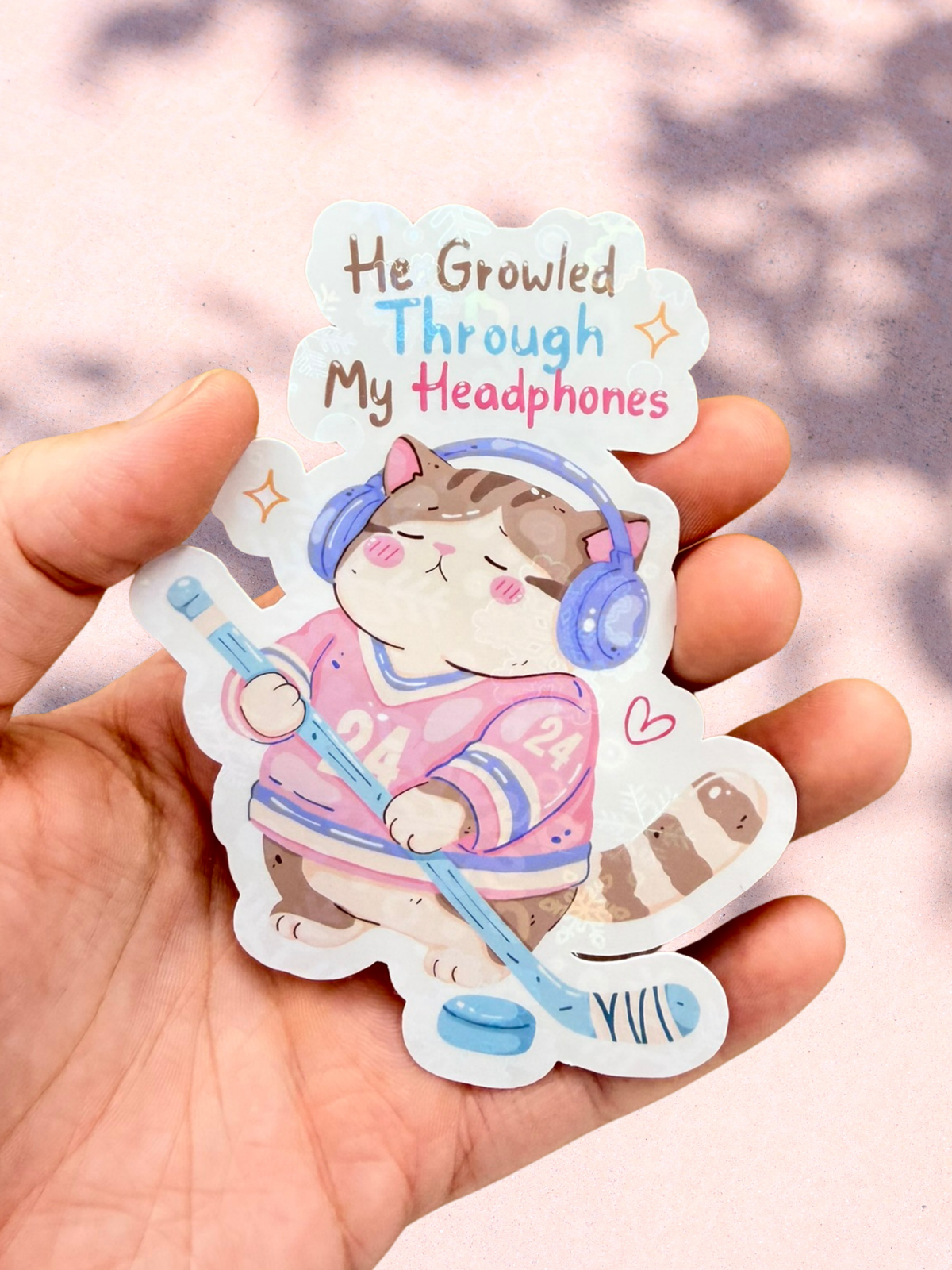 He Growled Through My Headphones Sticker | Hockey Romance Sticker