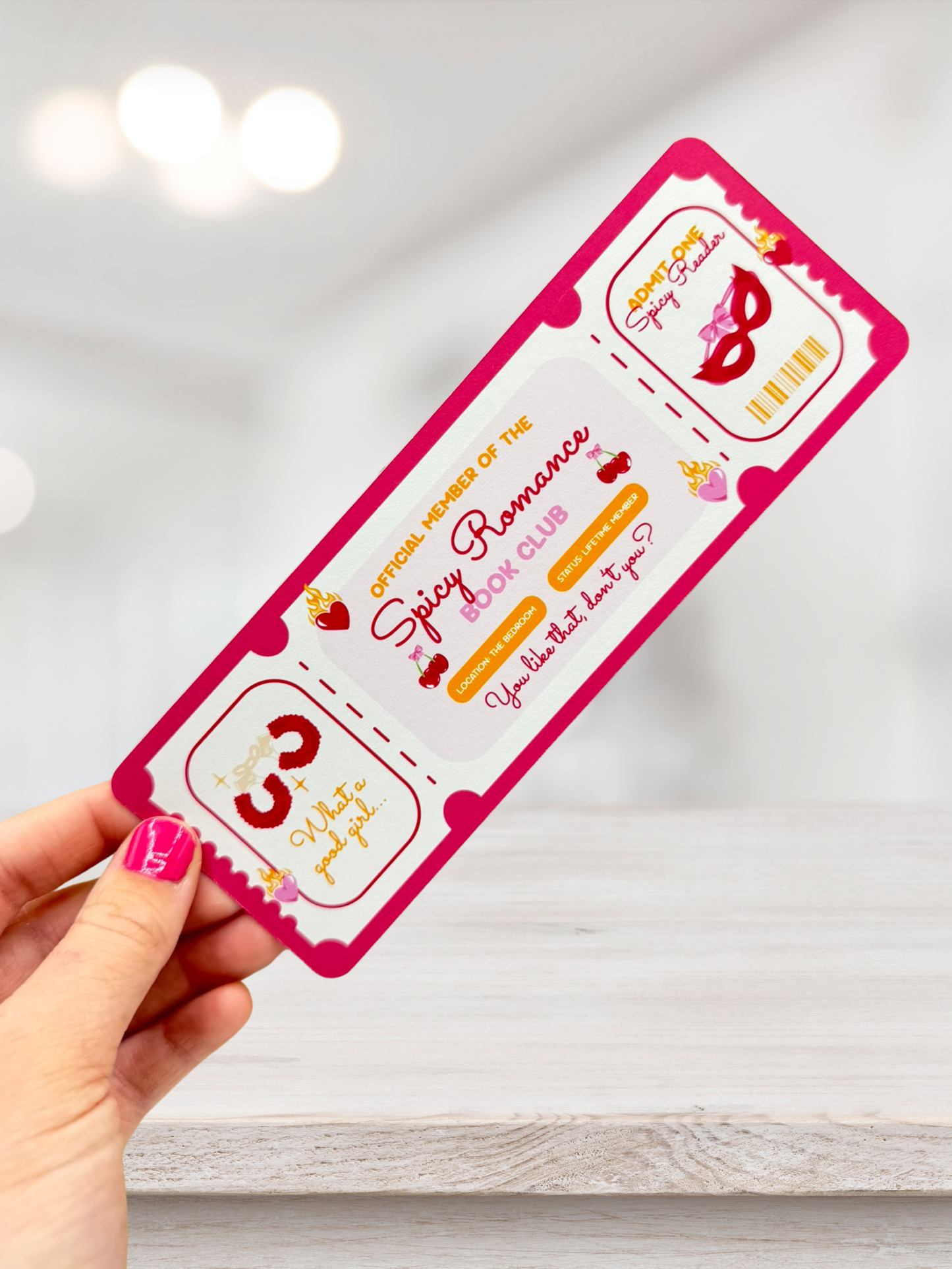 Spicy Reader Bookmark | Romance Ticket Bookmark