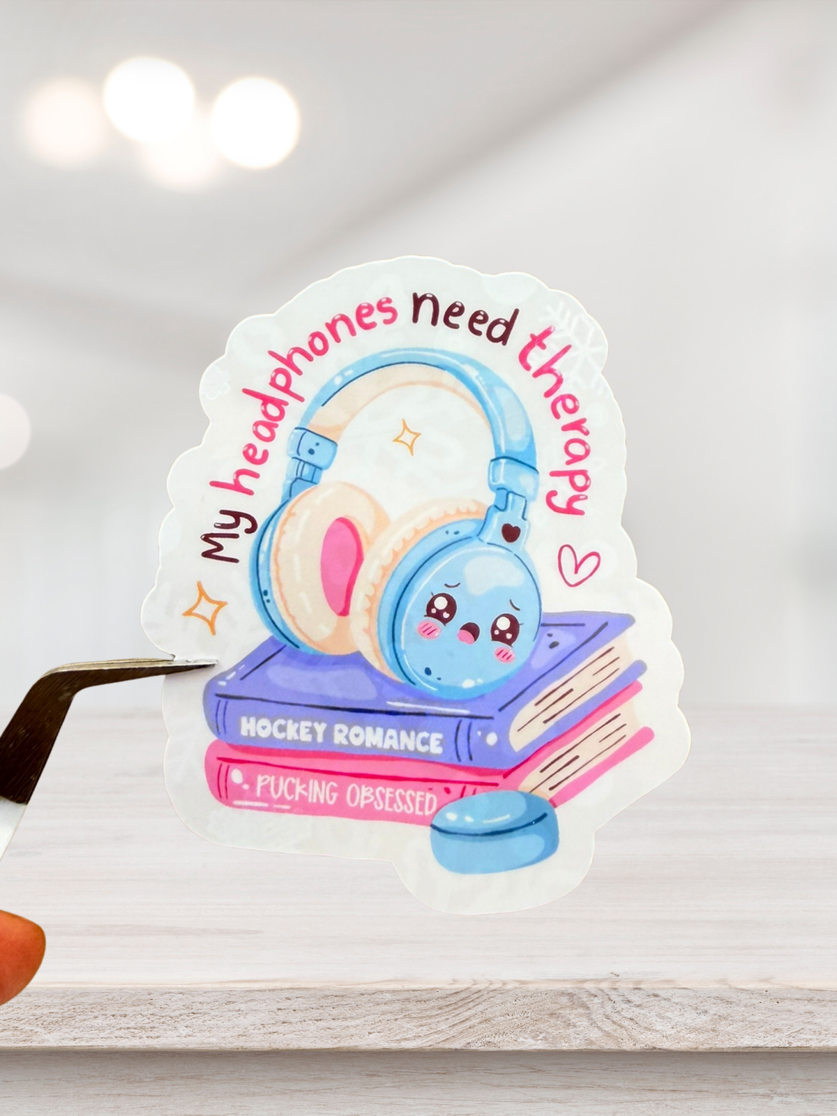 My Headphones Need Therapy Sticker | Hockey Romance Sticker