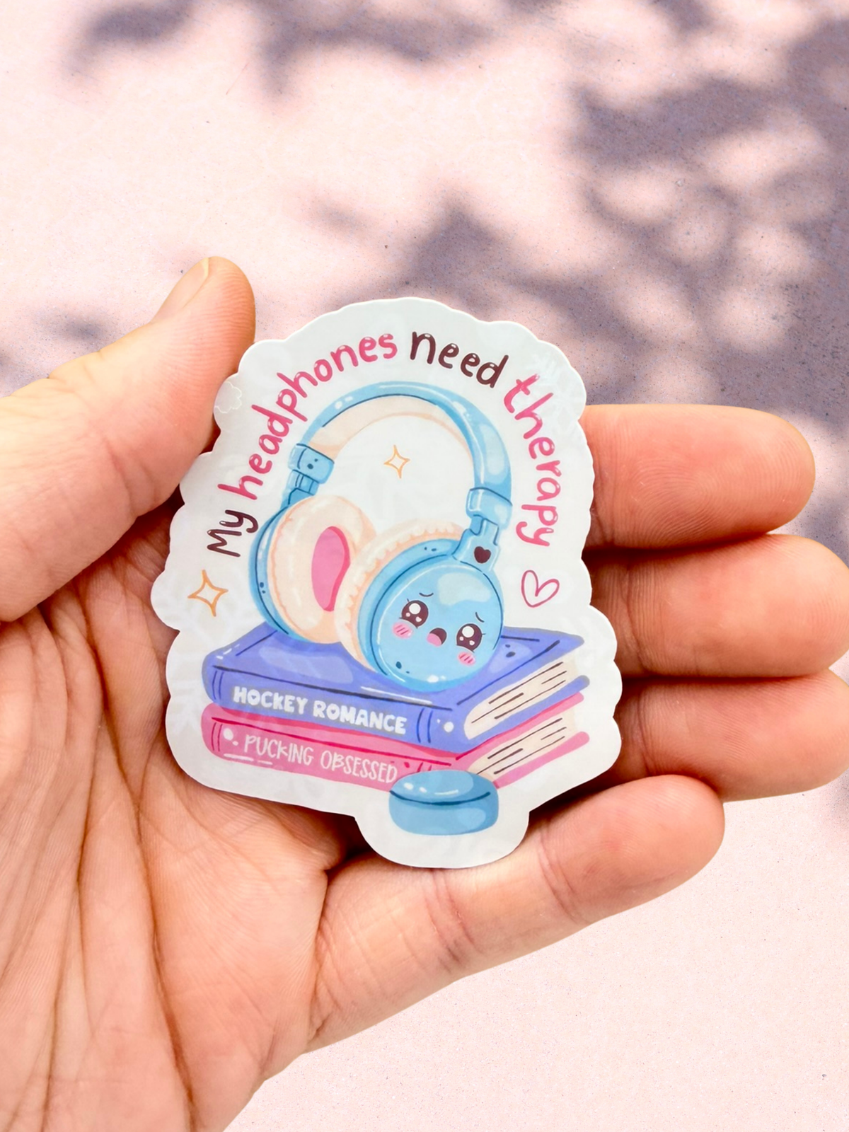My Headphones Need Therapy Sticker | Hockey Romance Sticker