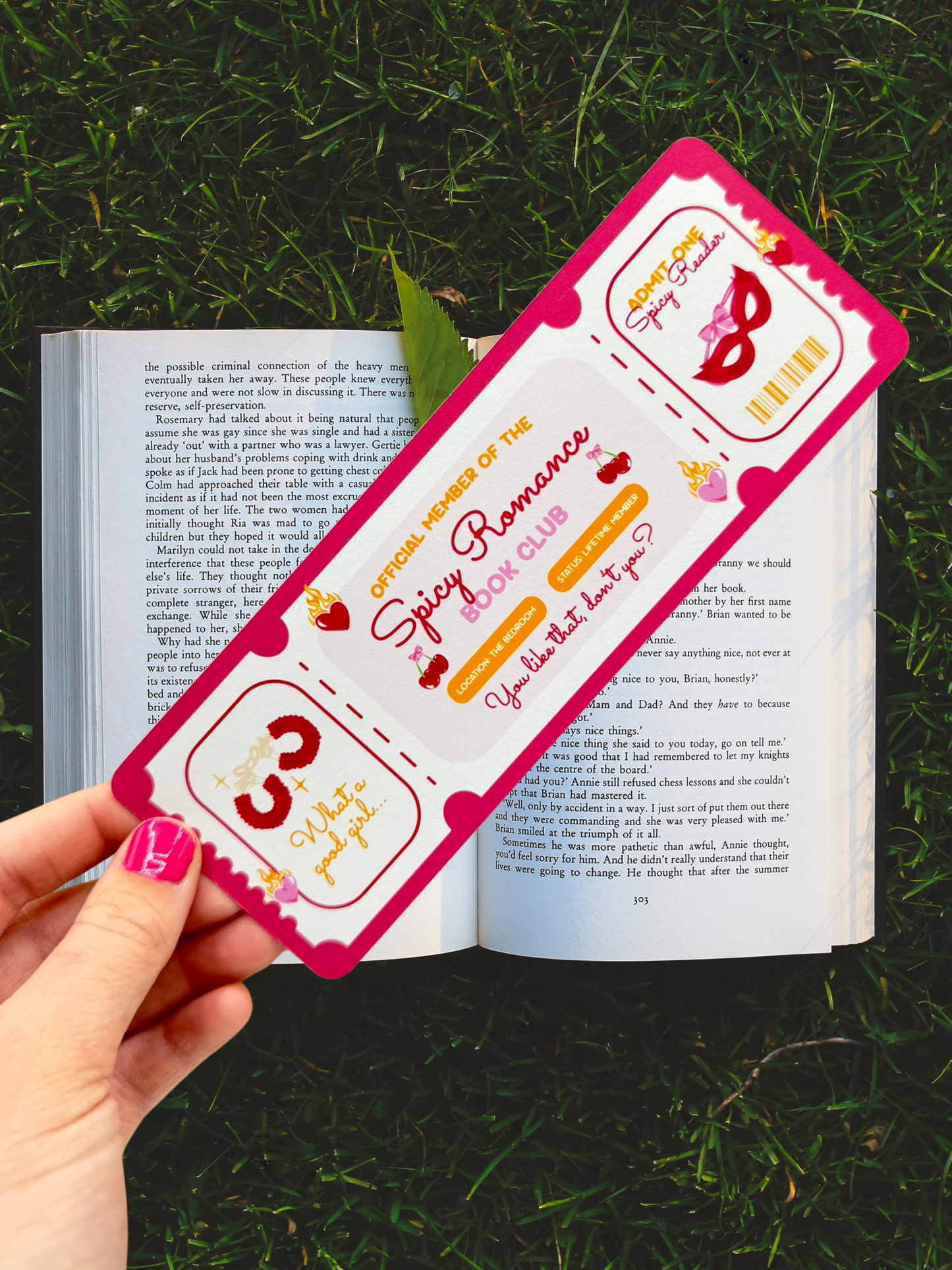 Spicy Reader Bookmark | Romance Ticket Bookmark
