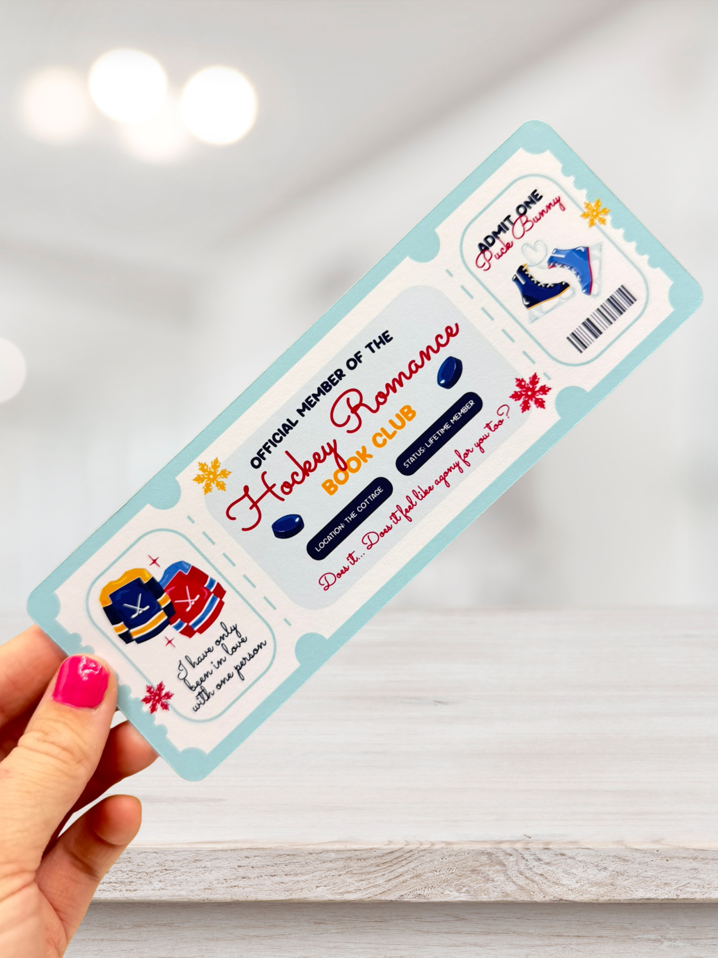 Hockey Romance Bookmark | Admit One Ticket Bookmark