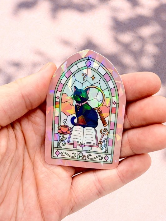 Black Cat Reader | Fleck Overlay Sticker