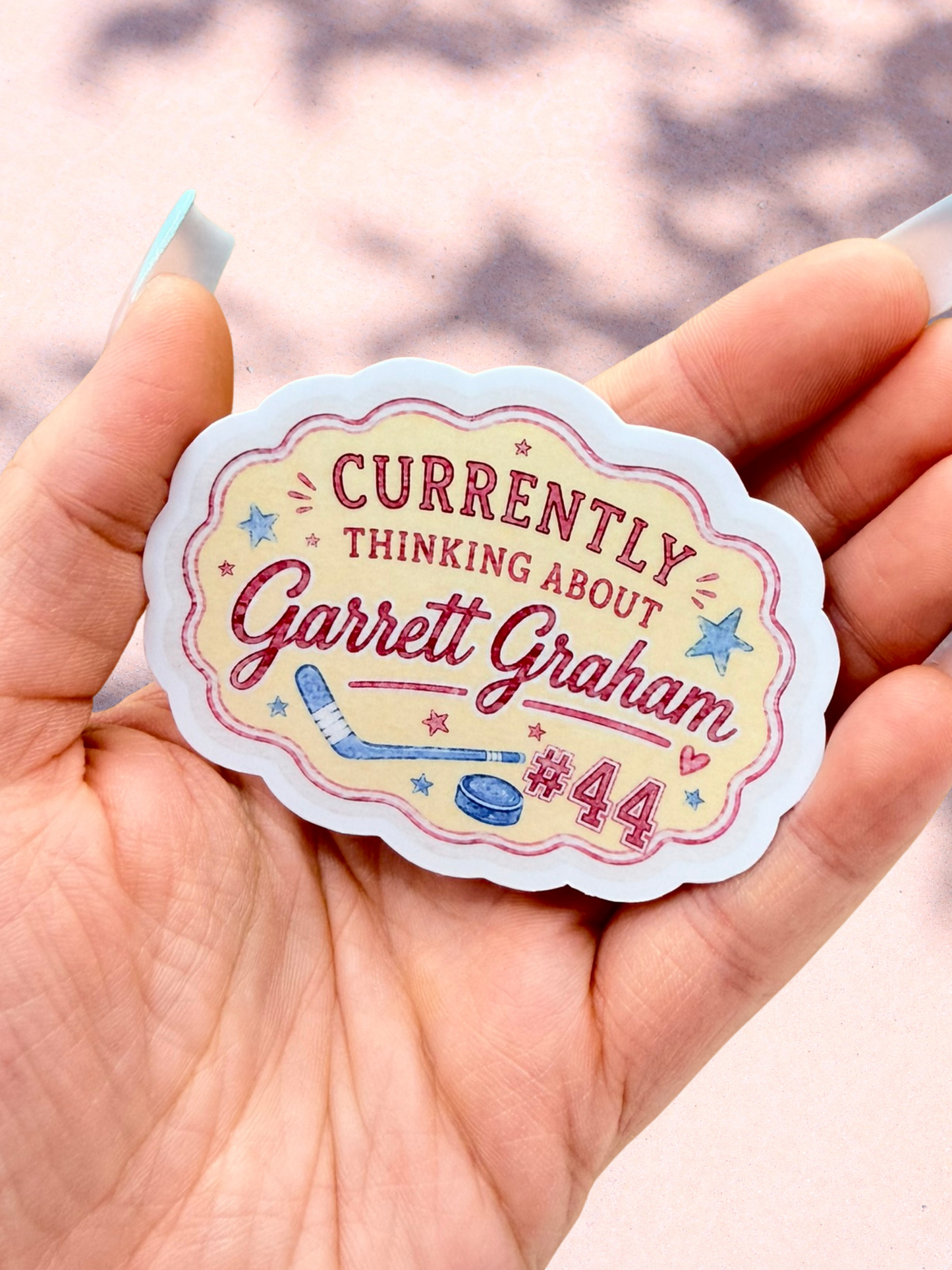 Currently Thinking About Garrett Graham Sticker | Off Campus Inspired