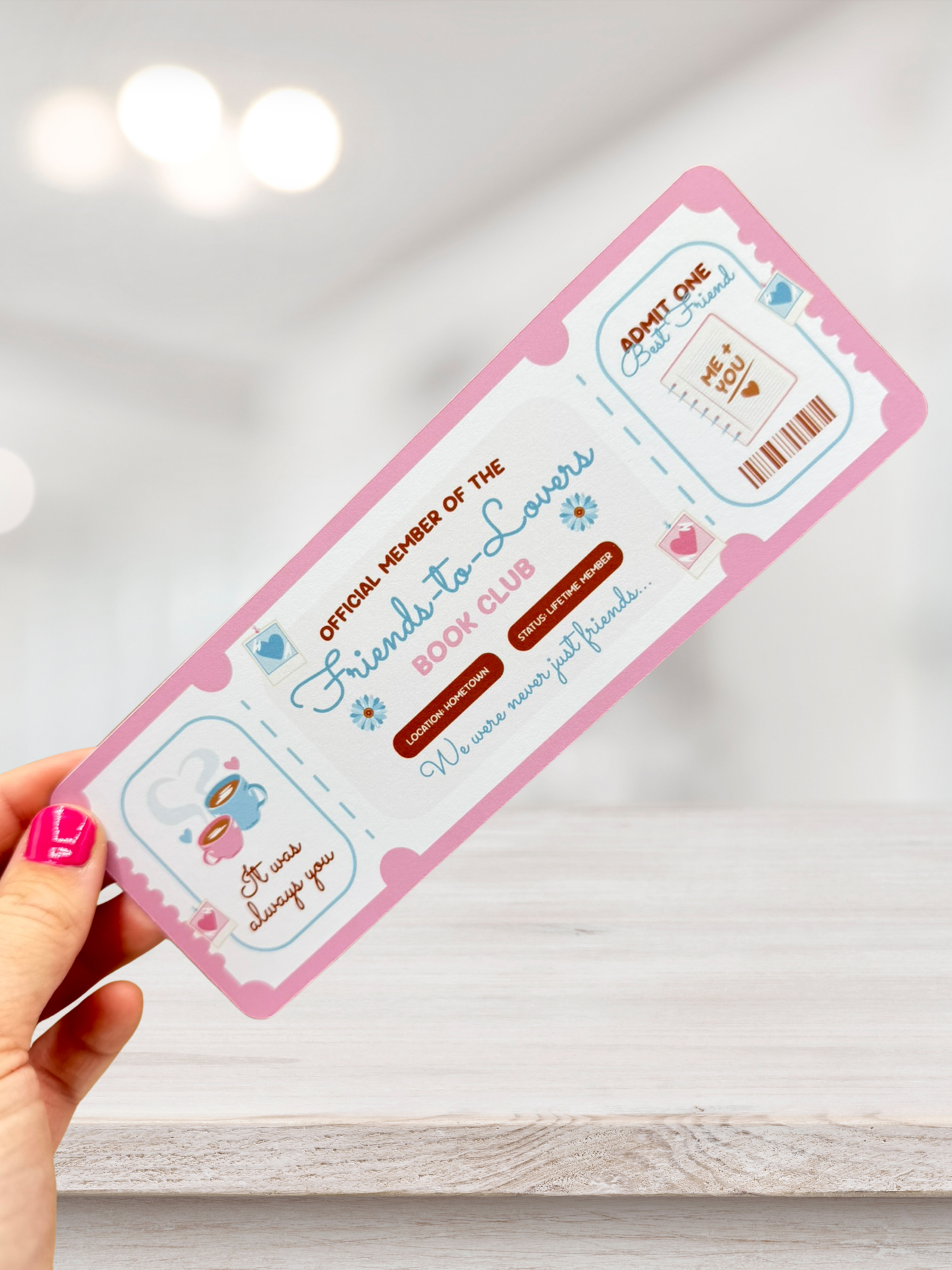 Friends to Lovers Bookmark | Romance Ticket Bookmark