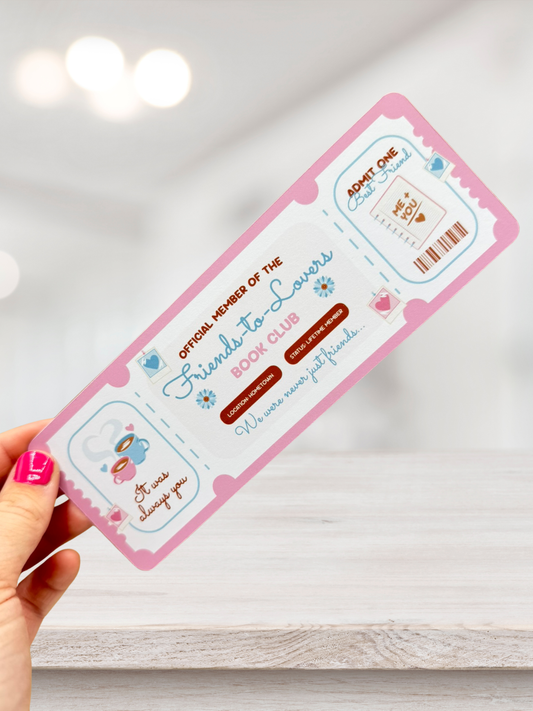 Friends to Lovers Bookmark | Romance Ticket Bookmark