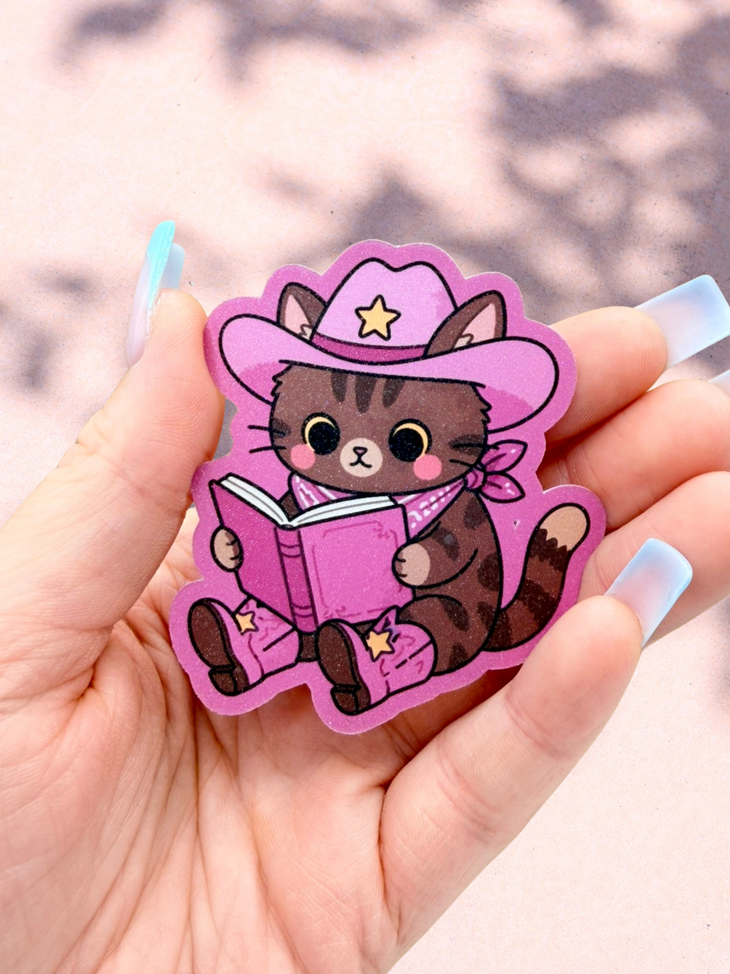 Cowgirl Cat Sticker | Bookish Reading Kitty
