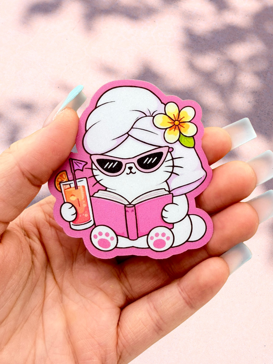 Spa Day Cat Sticker | Holiday Reading Kitty