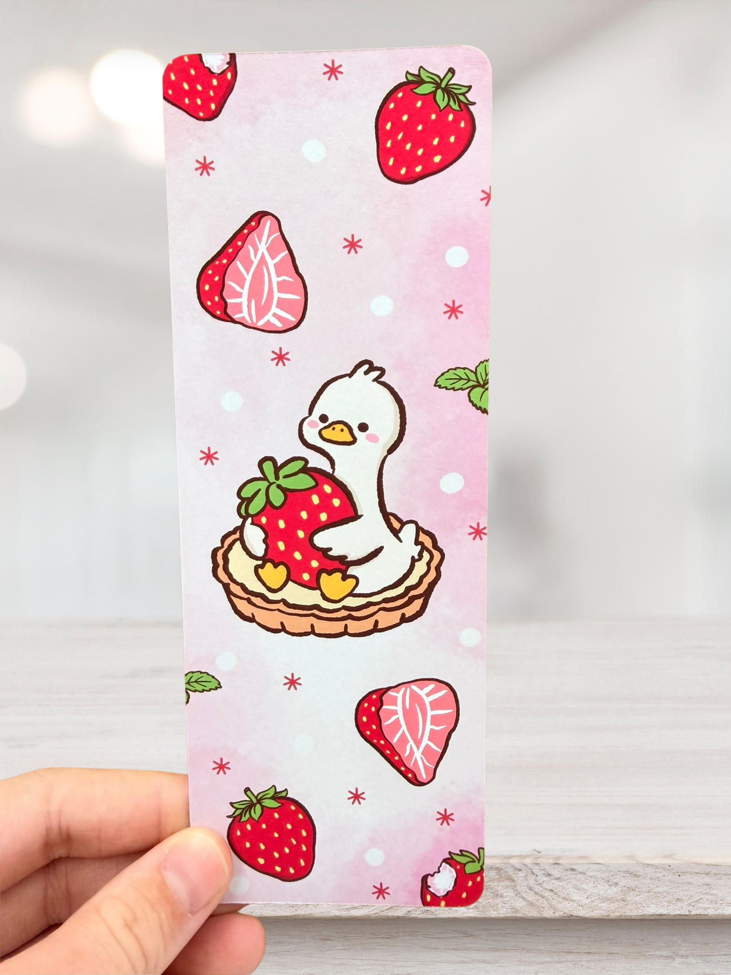 Strawberry Duck | Cute Bookmark