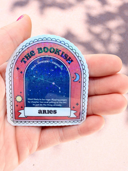 Aries Bookish Sticker | Zodiac Reader Sticker
