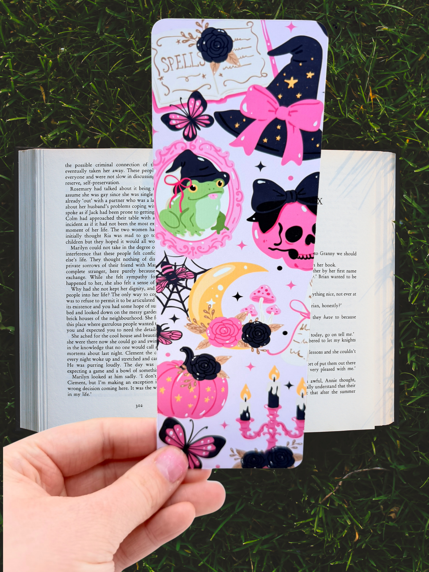 Witchy Frog Bookmark | Pink Gothic Bookmark