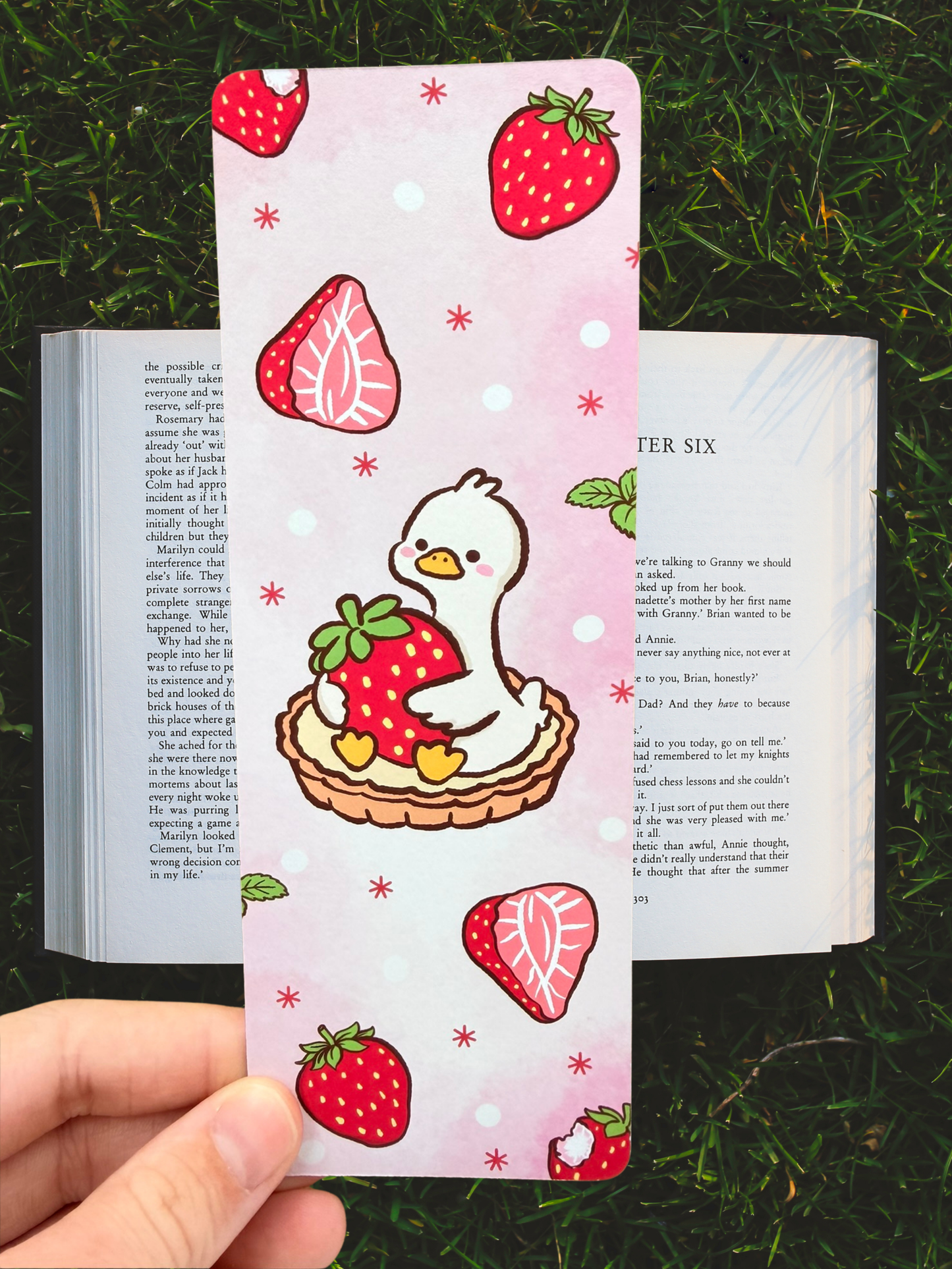Strawberry Duck | Cute Bookmark
