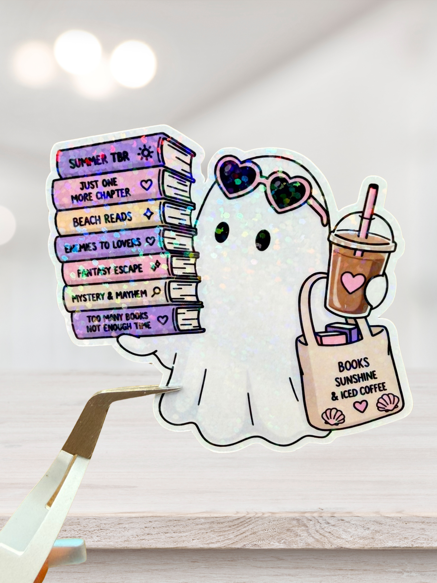 Book Stack Ghost Sticker | Summer Bookish Sticker