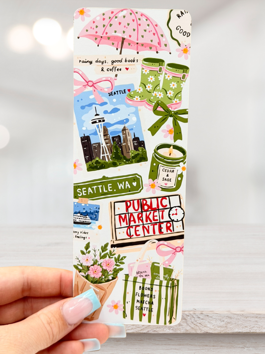 Seattle Rainy Day Bookmark | Cosy Reading Bookmark